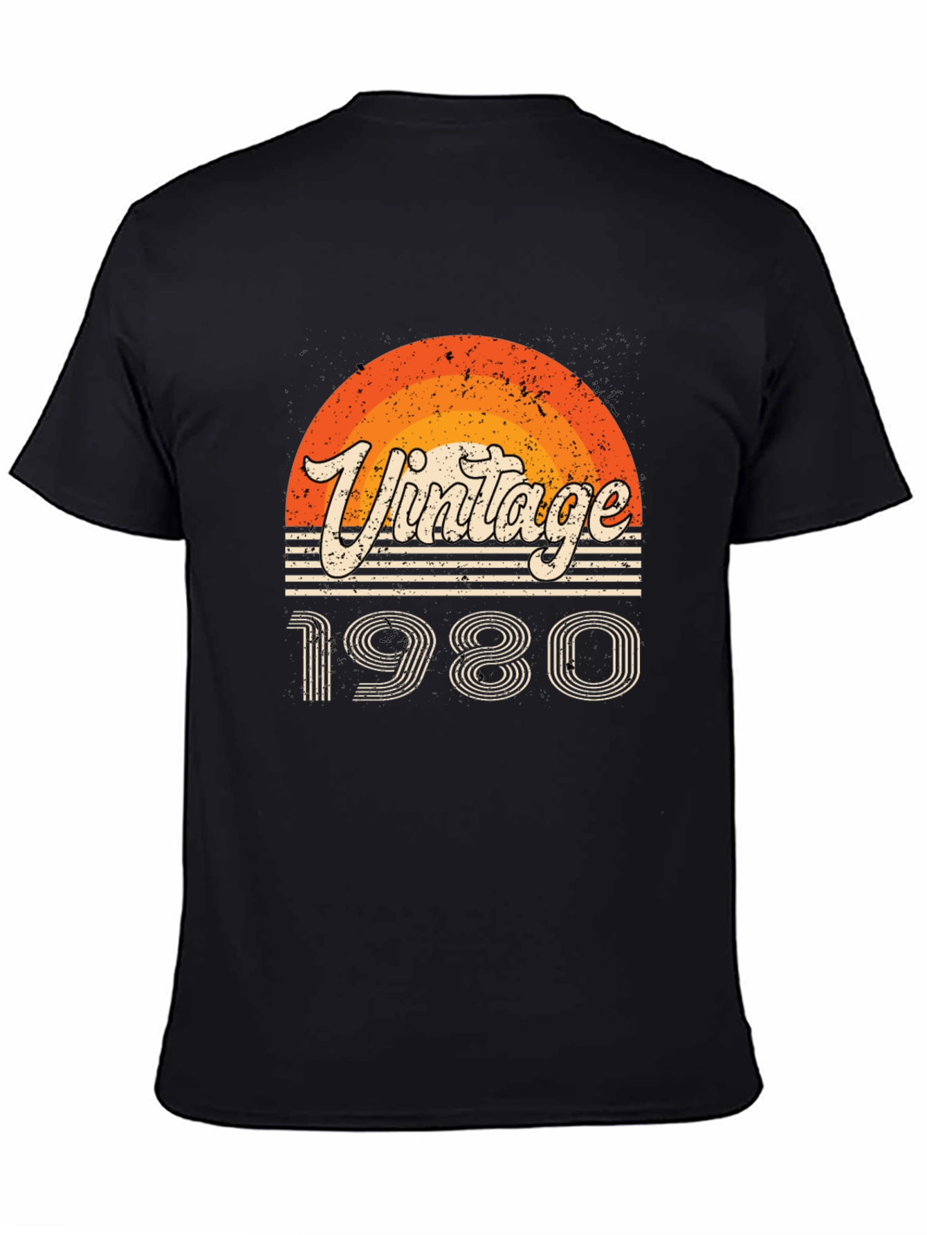 Black Vintage 1980 Graphic Tee - Retro Style view 4