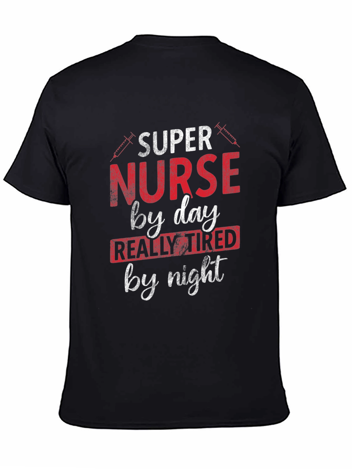 Black Super Nurse T-Shirt - Day and Night view 4