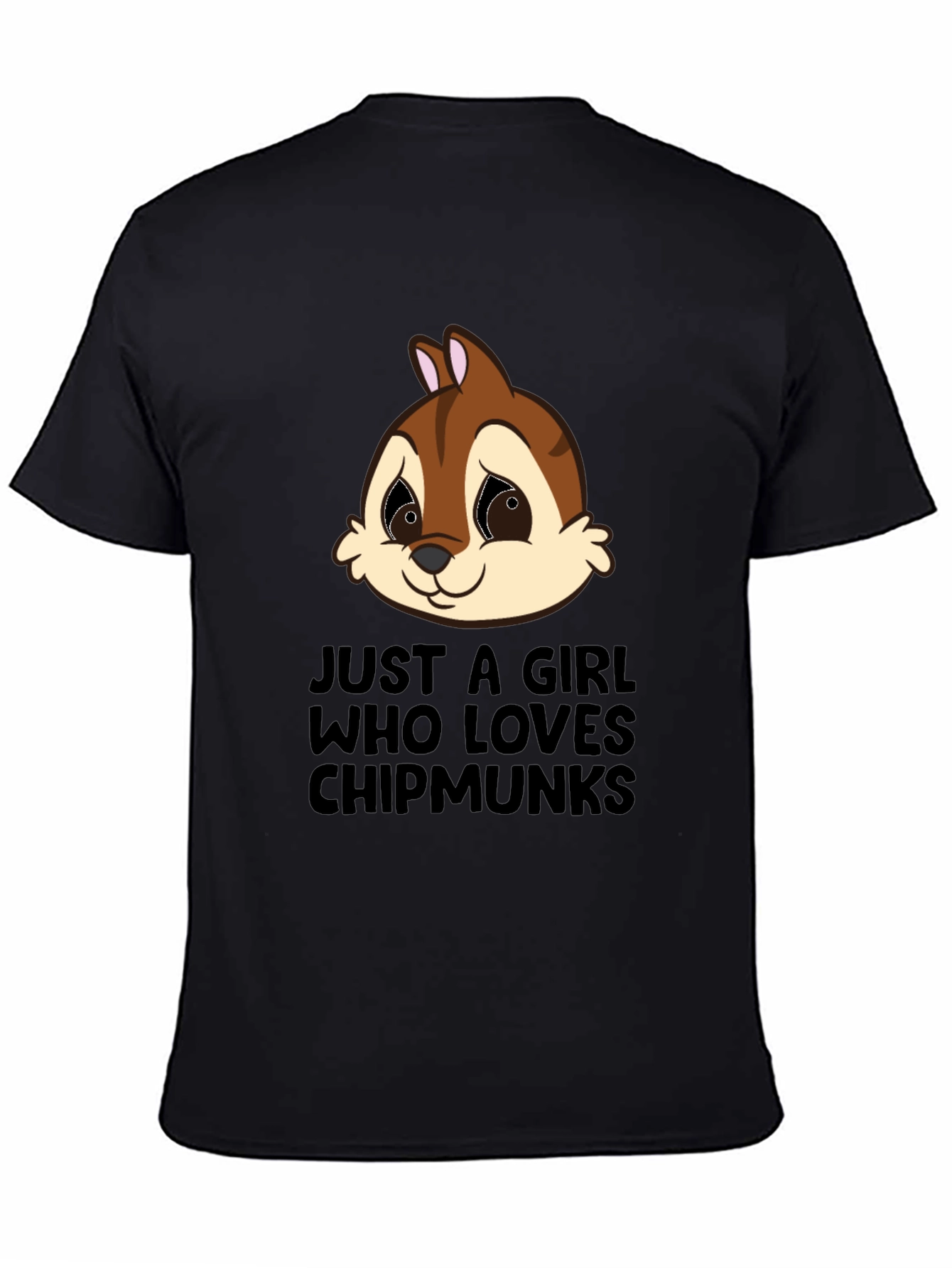 Black Chipmunk Lover T-Shirt - Cute Cartoon Graphic Tee view 4