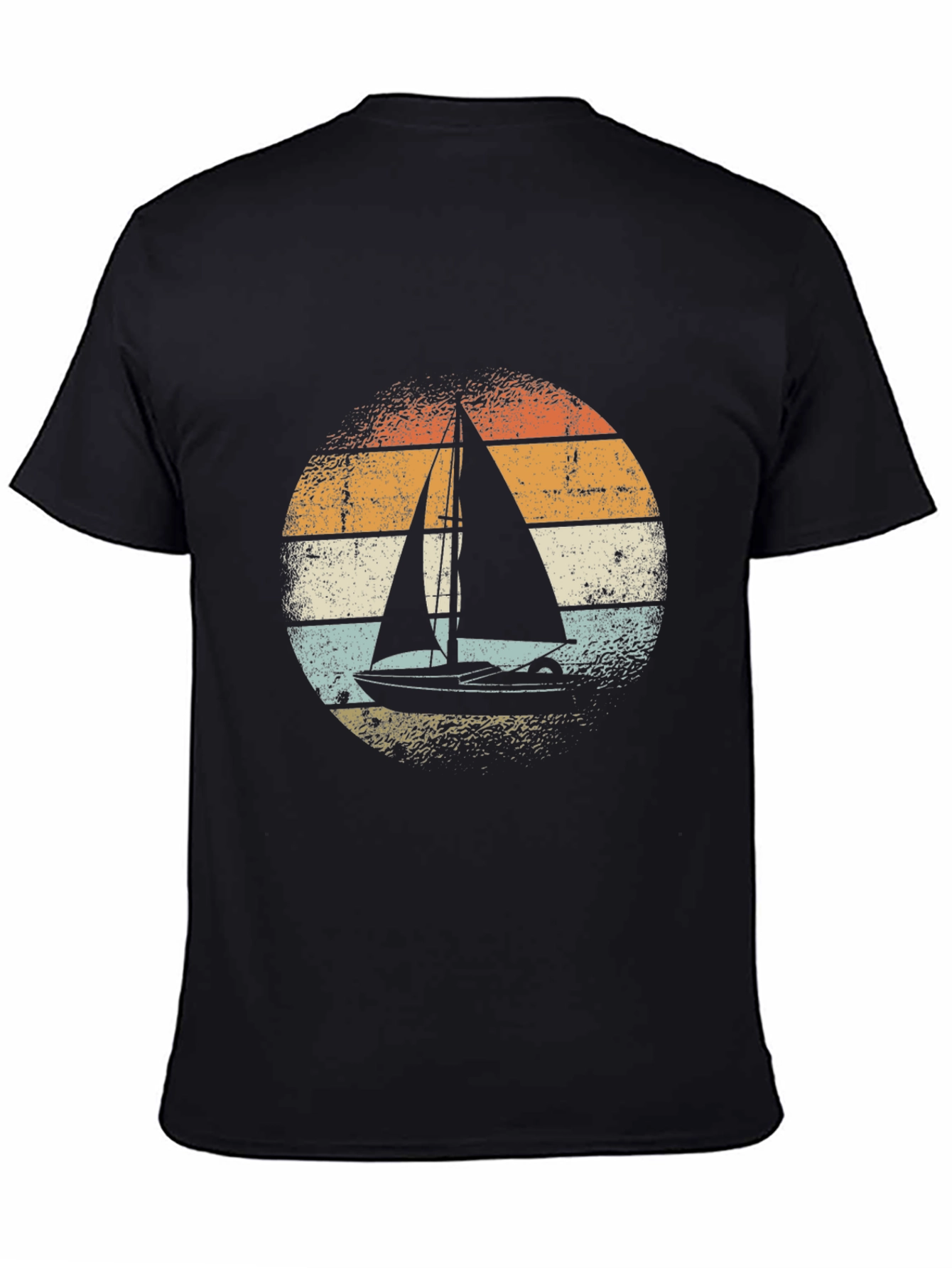 Black Vintage Sailboat Graphic Tee - Black view 4