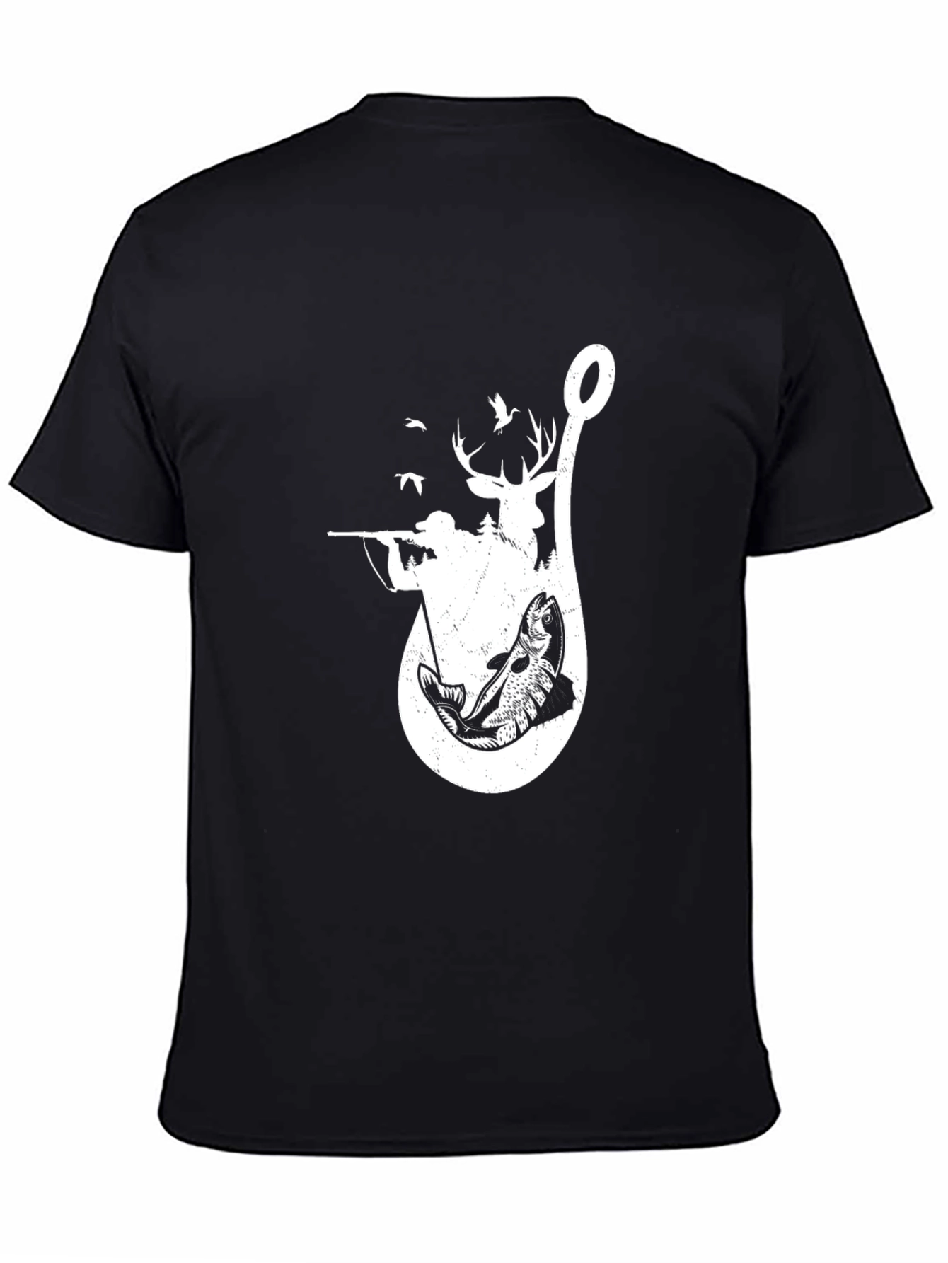 Black Hunting & Fishing Graphic T-Shirt view 4