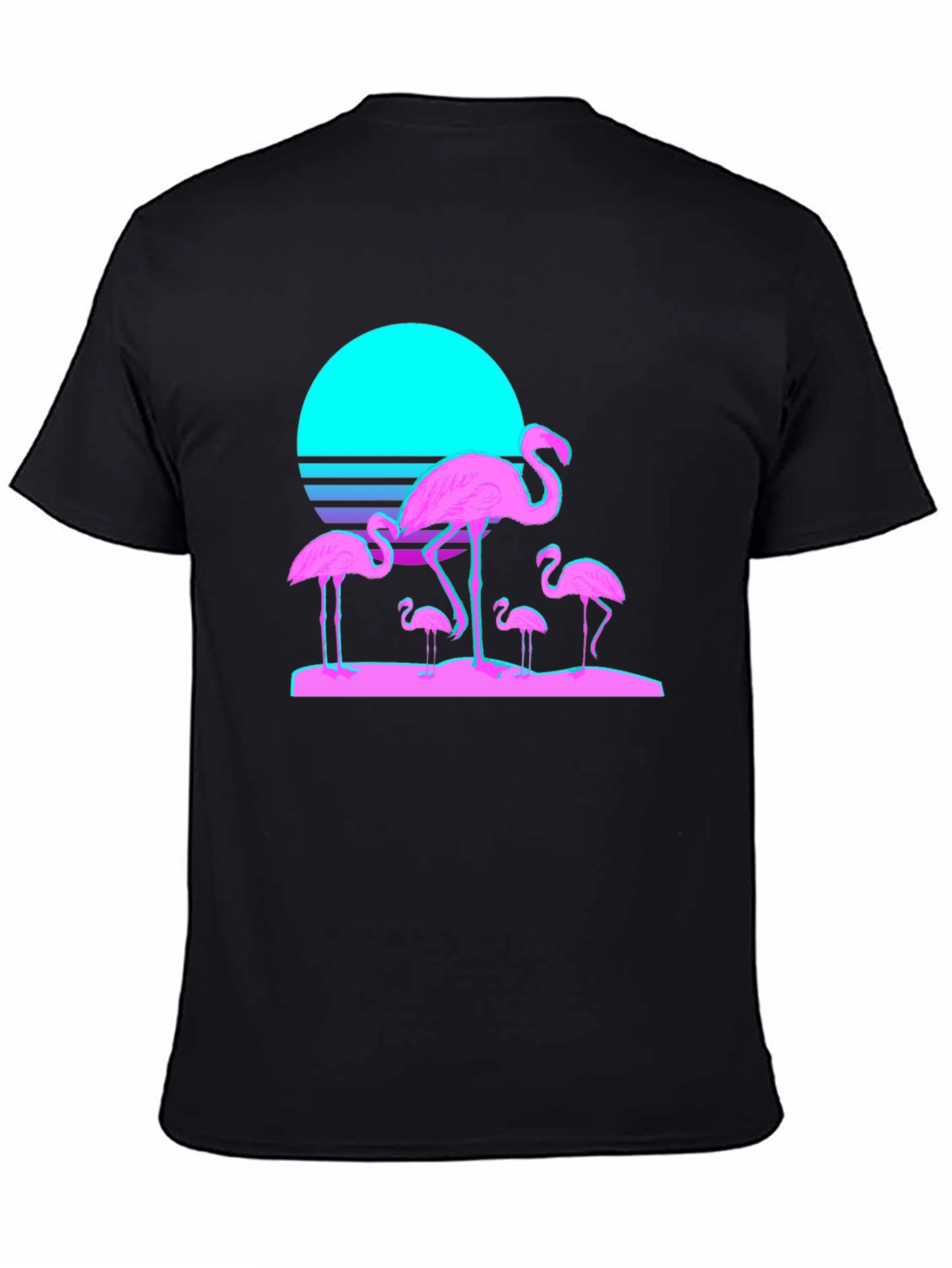 Black Retro Flamingo T-Shirt - Black Cotton Blend view 4