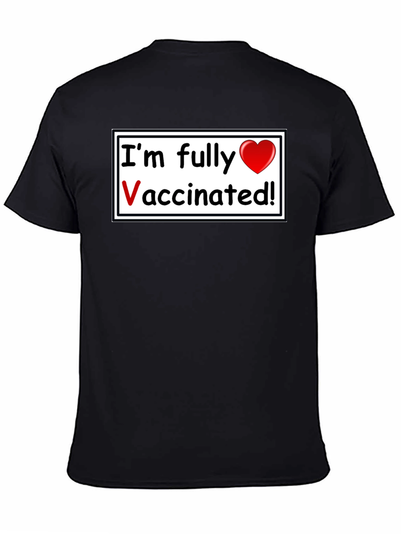 Black Fully Vaccinated T-Shirt - Black, Casual Wear view 4