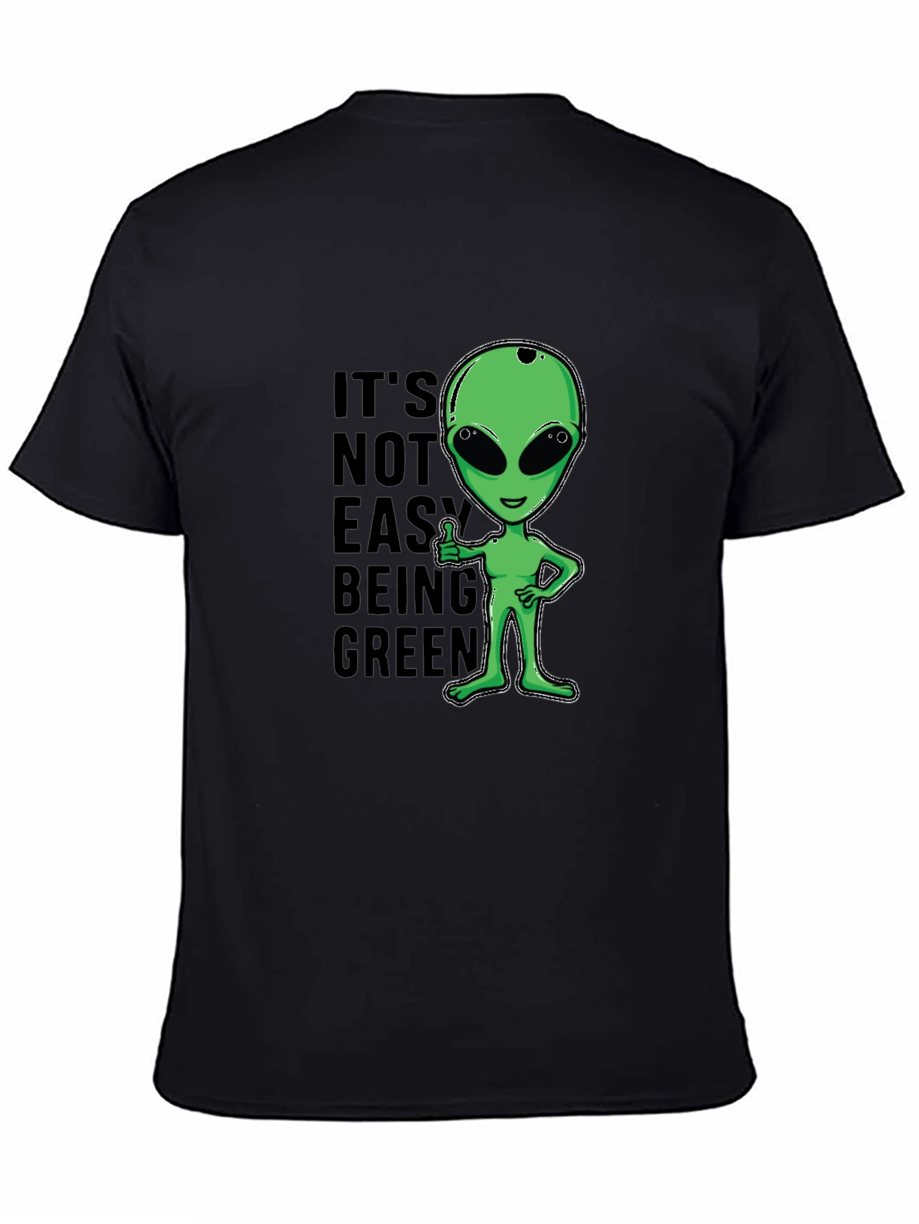 Black It's Not Easy Being Green Alien Graphic T-Shirt view 4