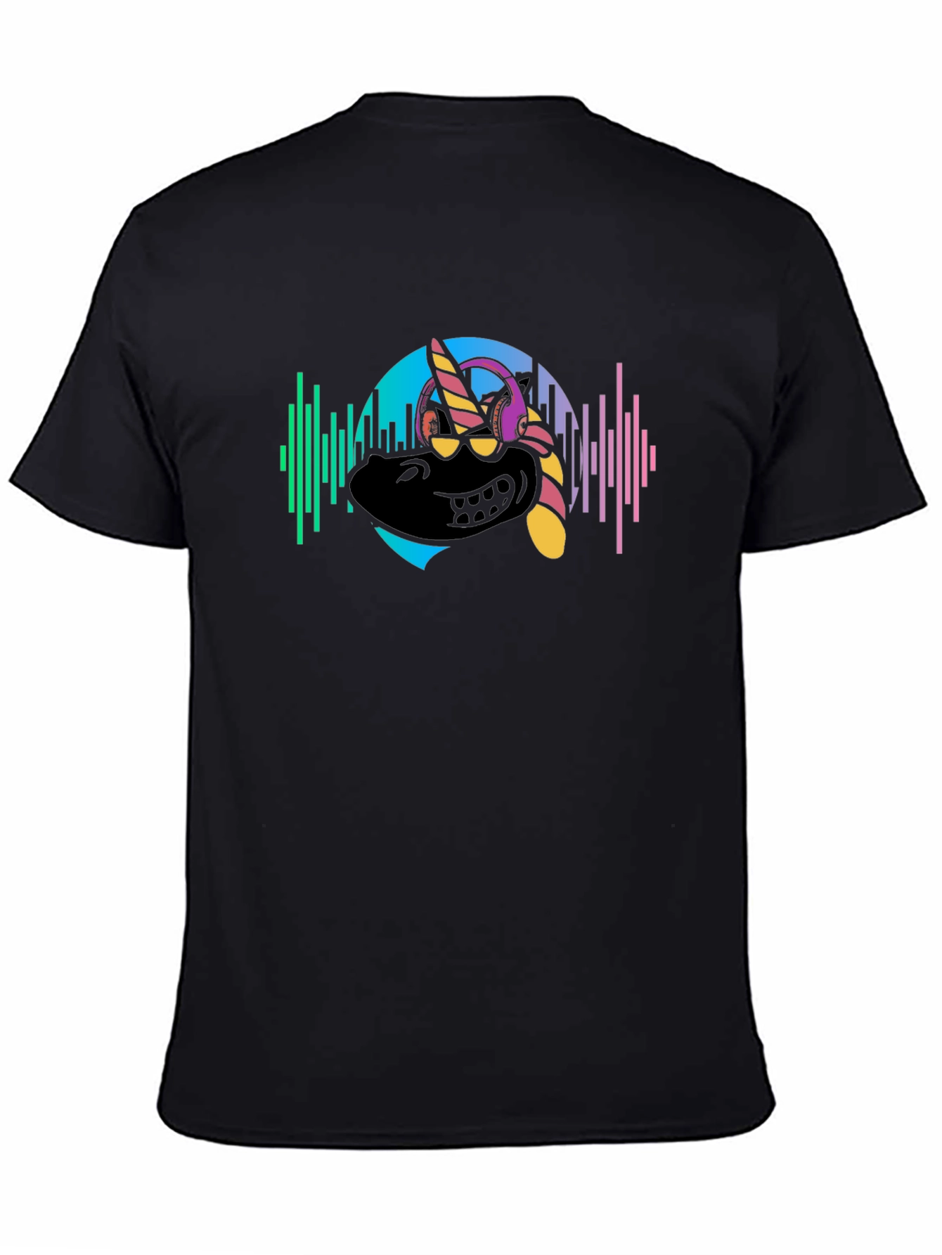 Black Unicorn DJ Graphic Tee - Black Cotton T-Shirt view 4