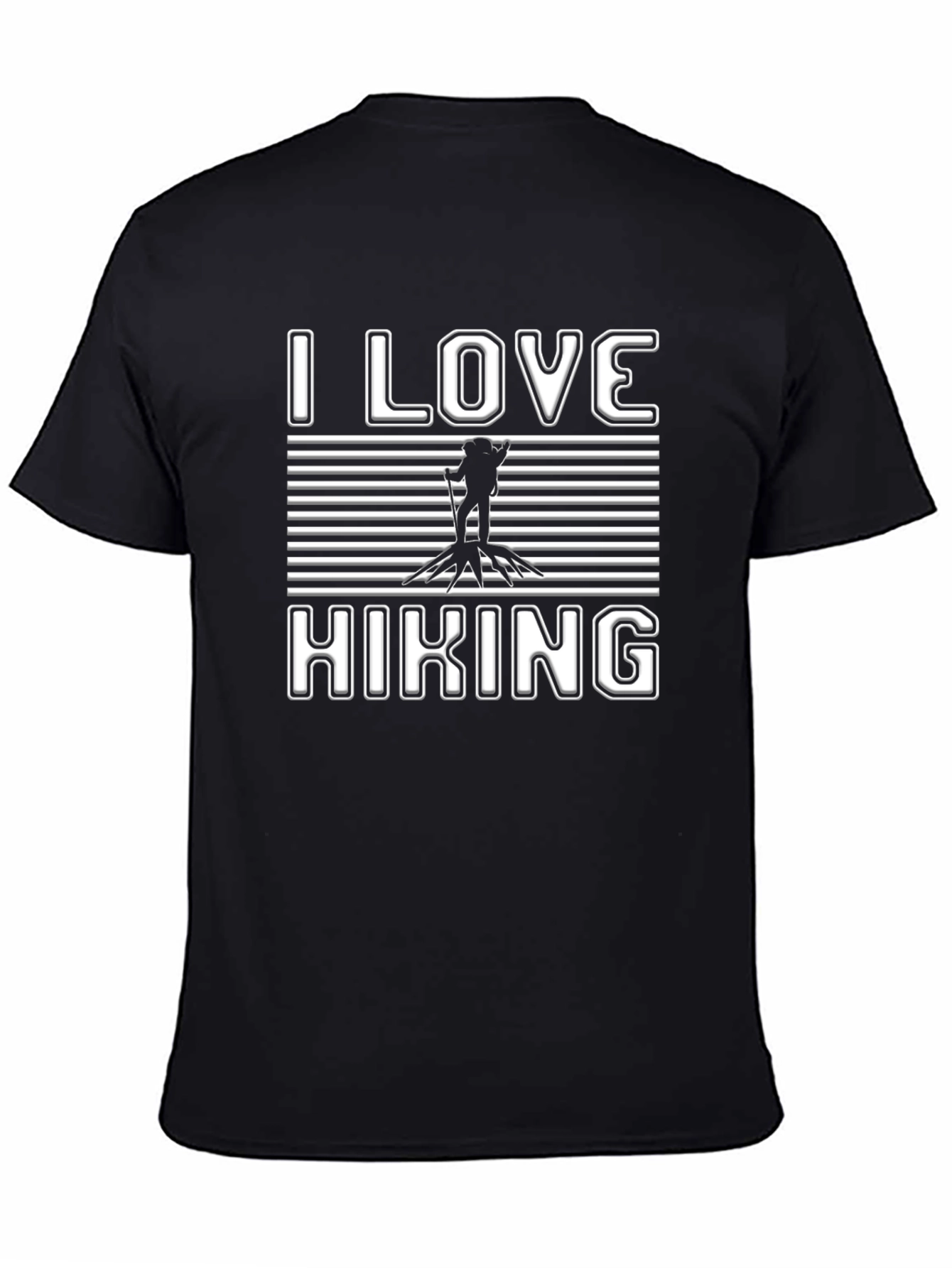 Black I Love Hiking T-Shirt - Black Graphic Tee for Outdoor Adventures view 4