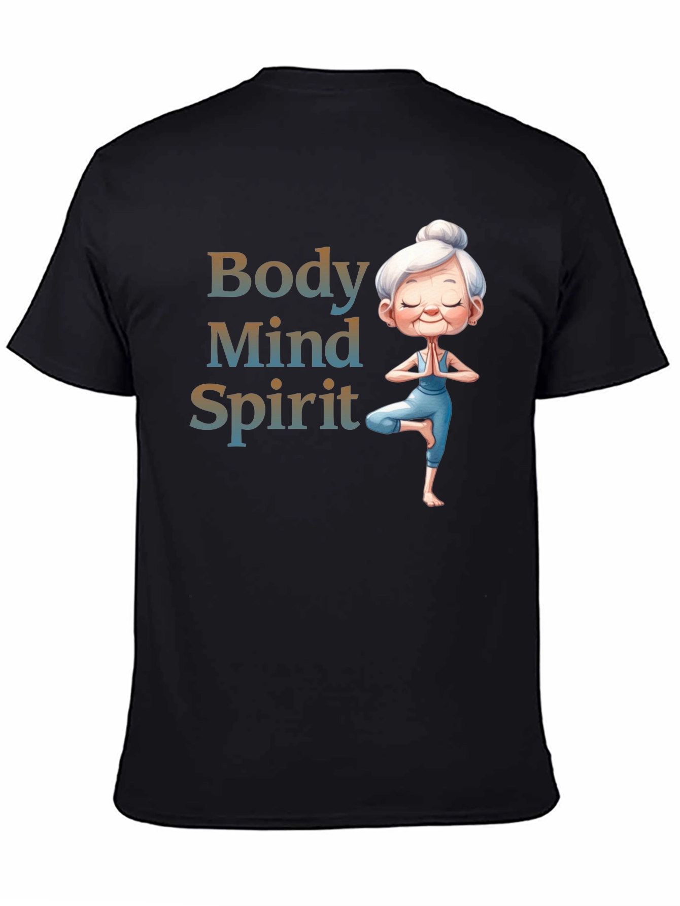 Black Body Mind Spirit Yoga T-Shirt - Zen Granny Tee view 4