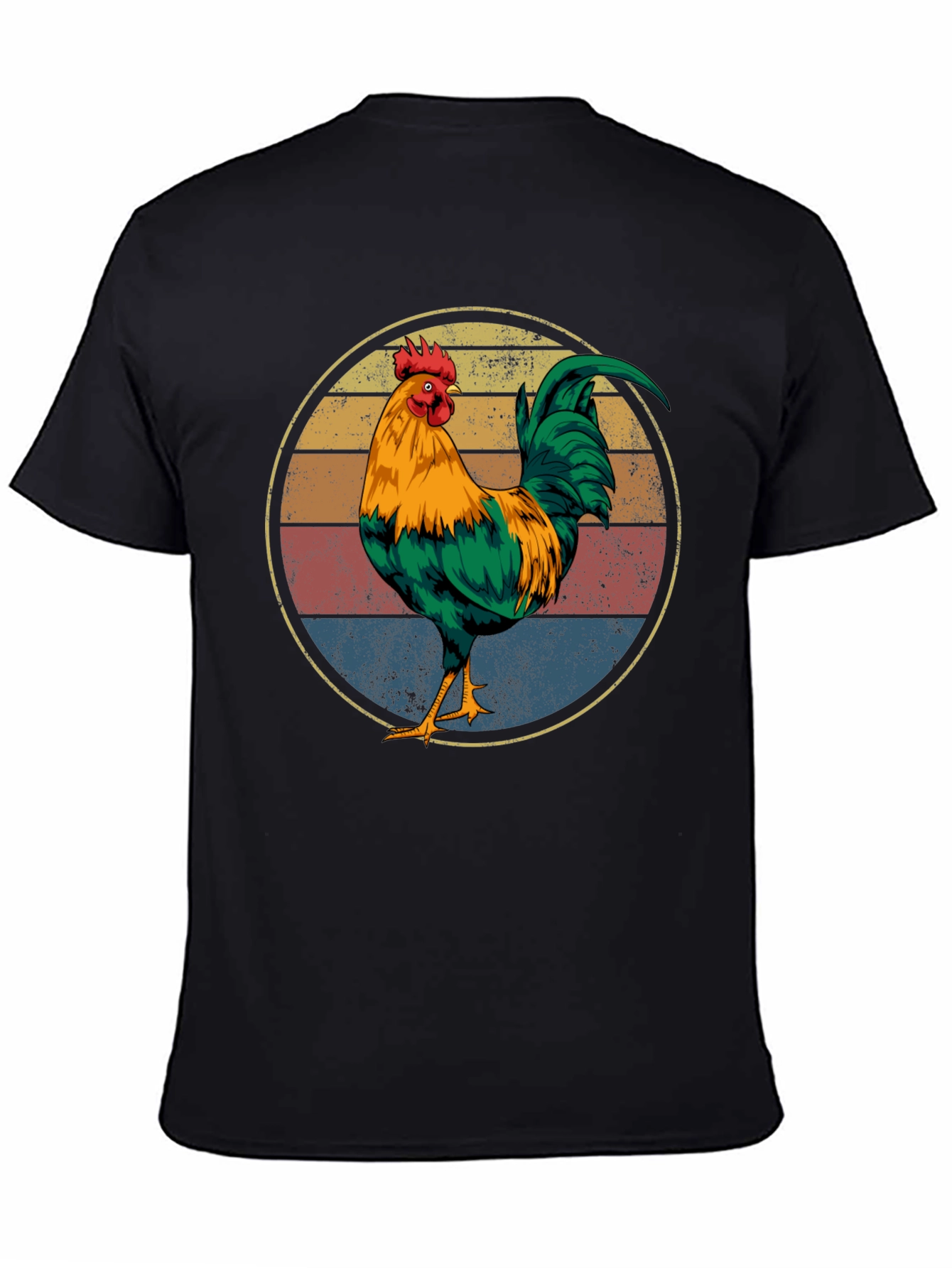 Black Retro Rooster Graphic Tee - Vintage Chicken Shirt view 4