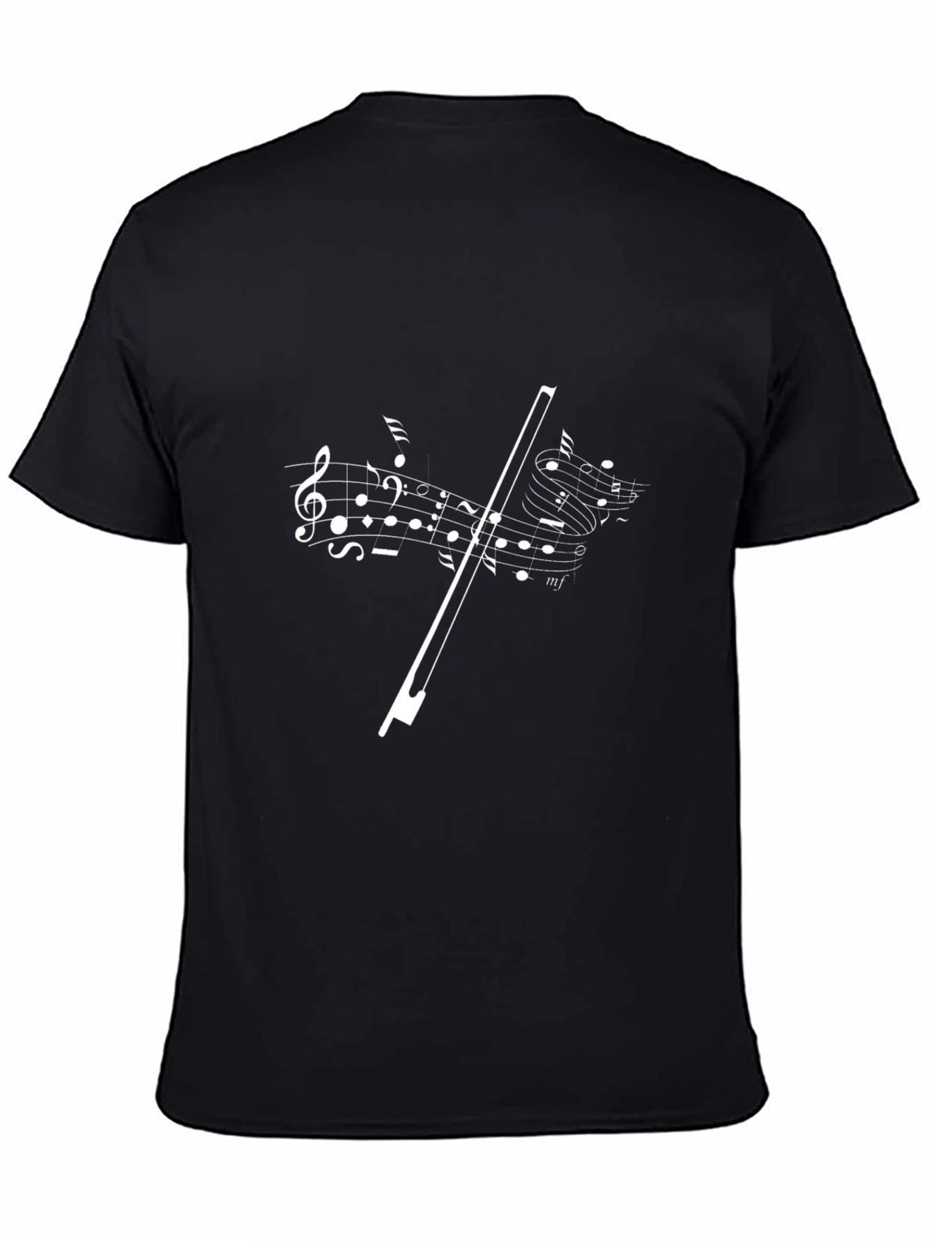 Black Musical Notes Graphic Tee - Black Cotton Blend view 4