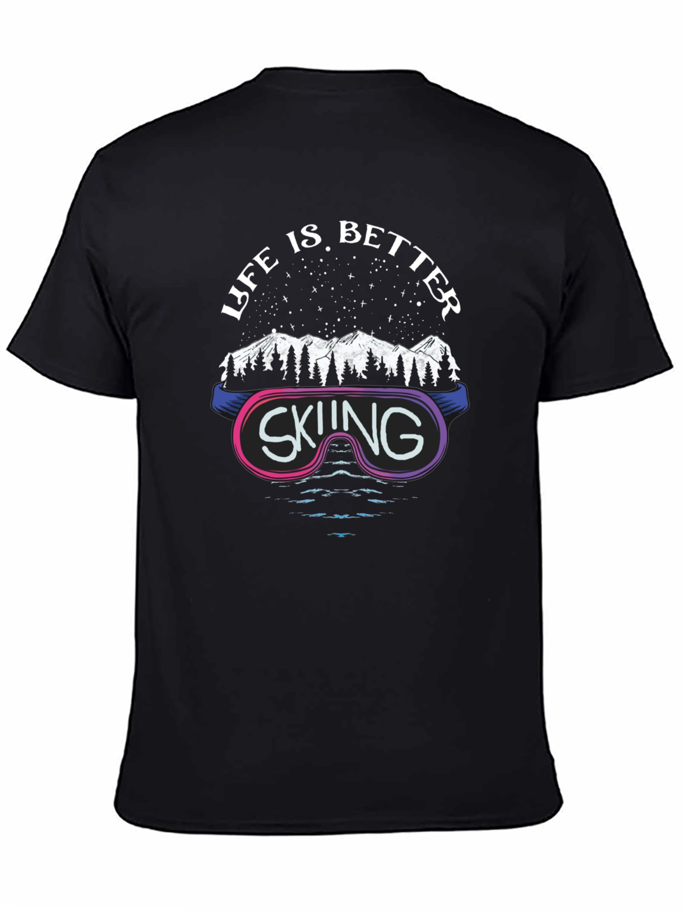 Black Life is Better Skiing Graphic T-Shirt view 4