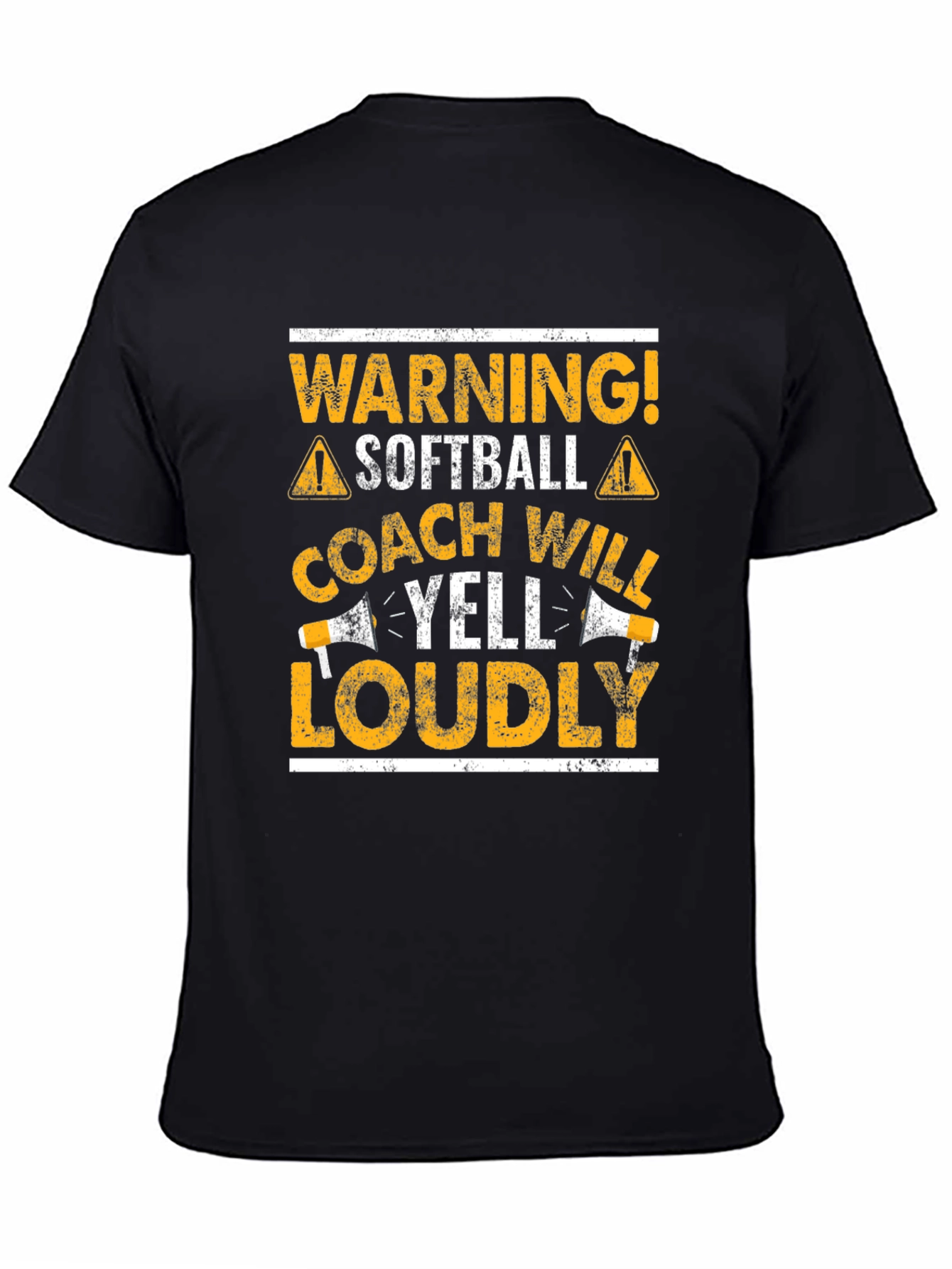 Black Warning Softball Coach Graphic T-Shirt view 4