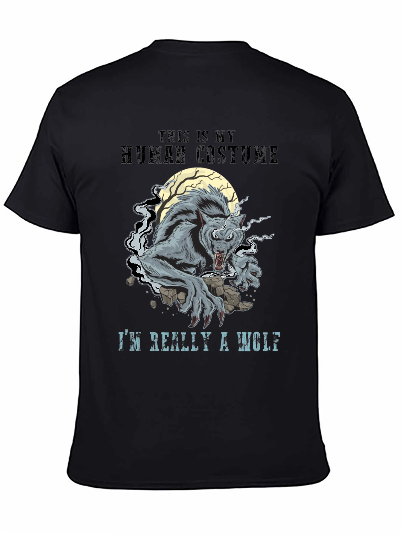 Black Human Costume Werewolf Graphic T-Shirt view 4