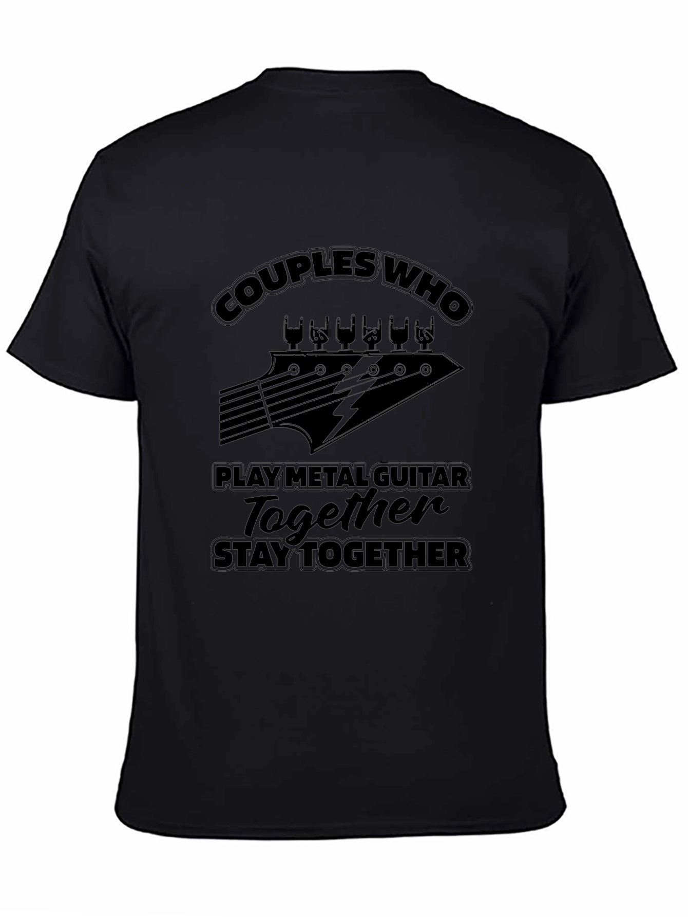 Black Couples Who Play Metal Guitar T-Shirt view 4