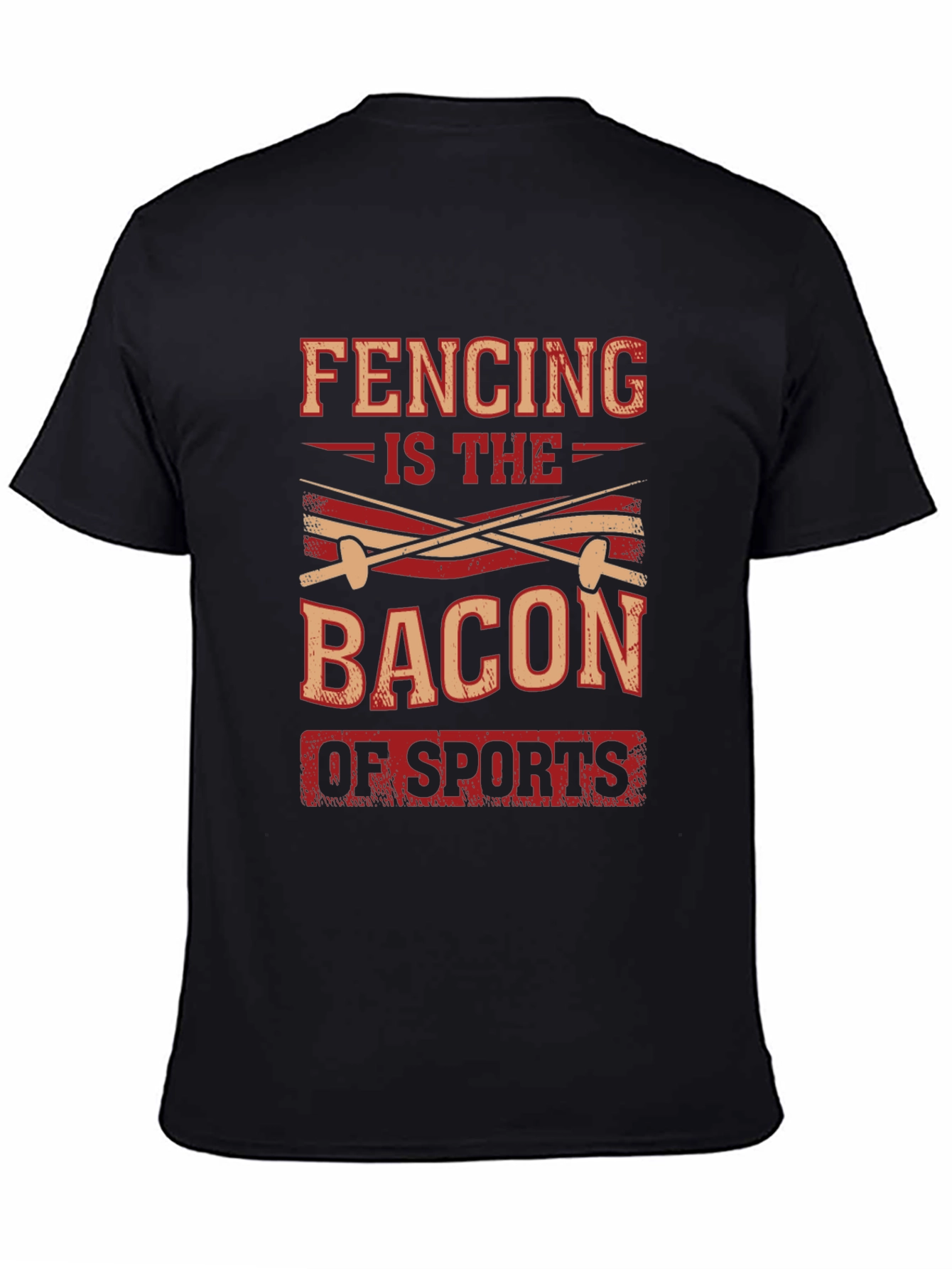 Black Fencing is the Bacon of Sports Black T-Shirt view 4