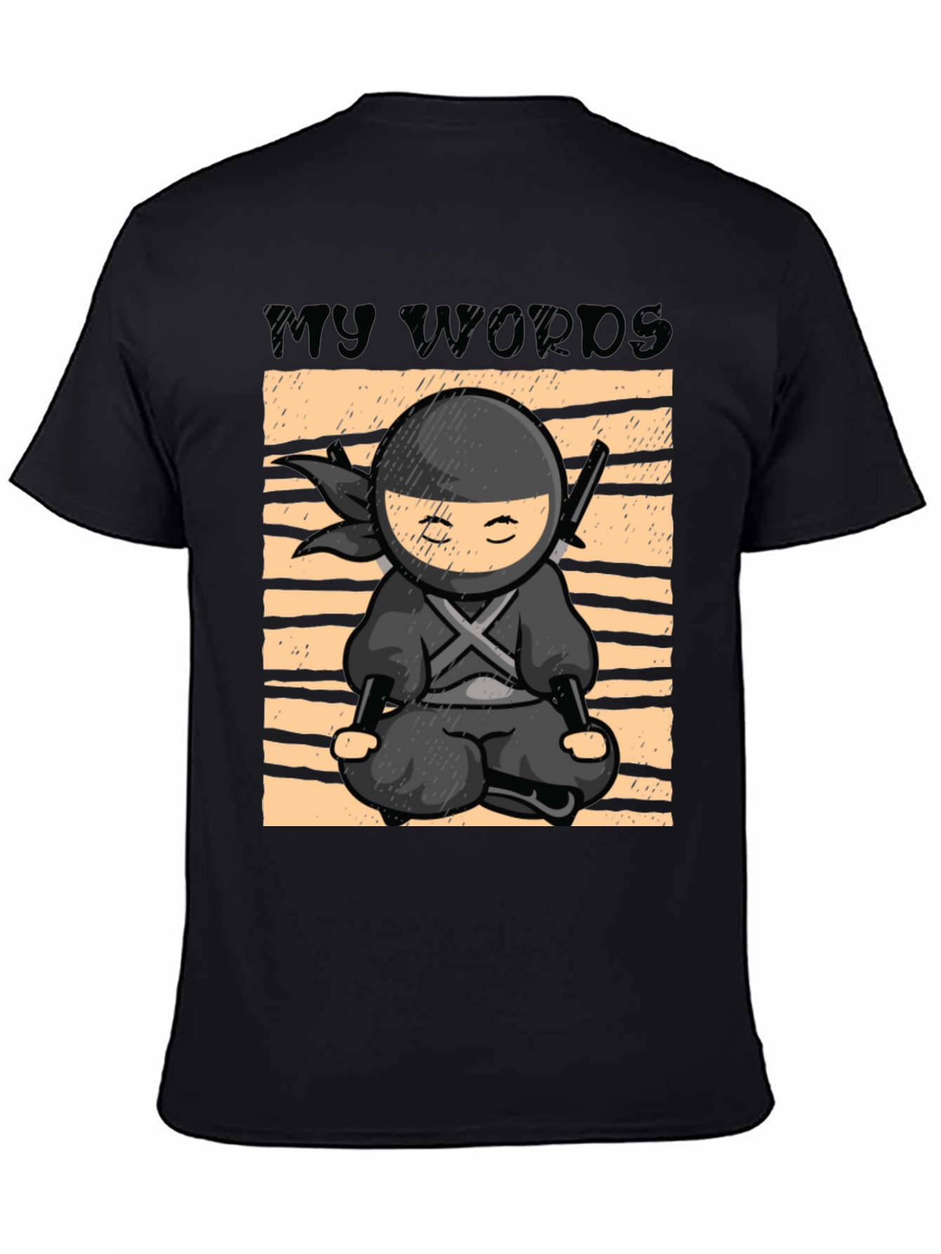 Black Zen Ninja T-Shirt - My Words Matter Meditation Tee view 4