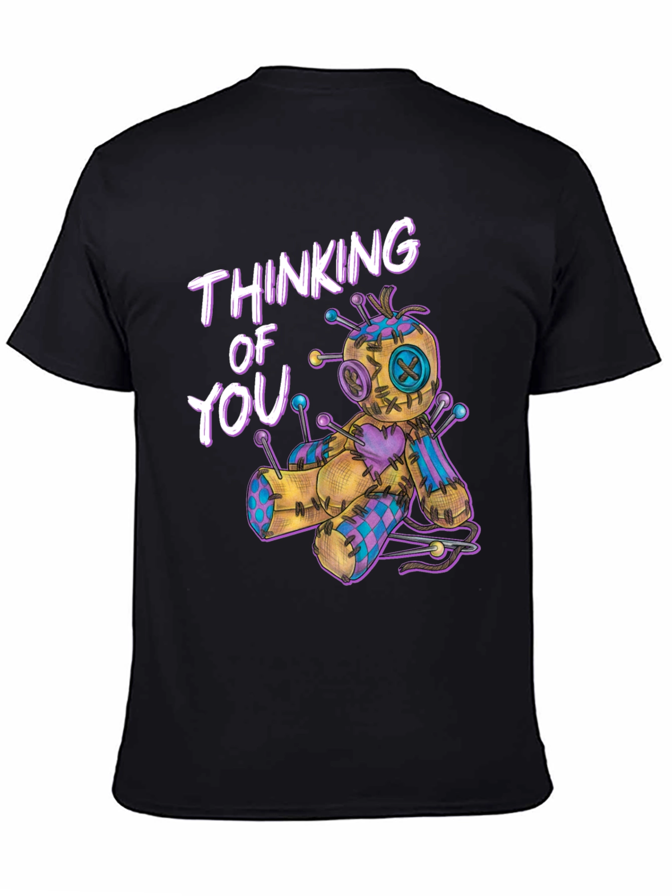 Black Thinking of You Voodoo Doll T-Shirt view 4