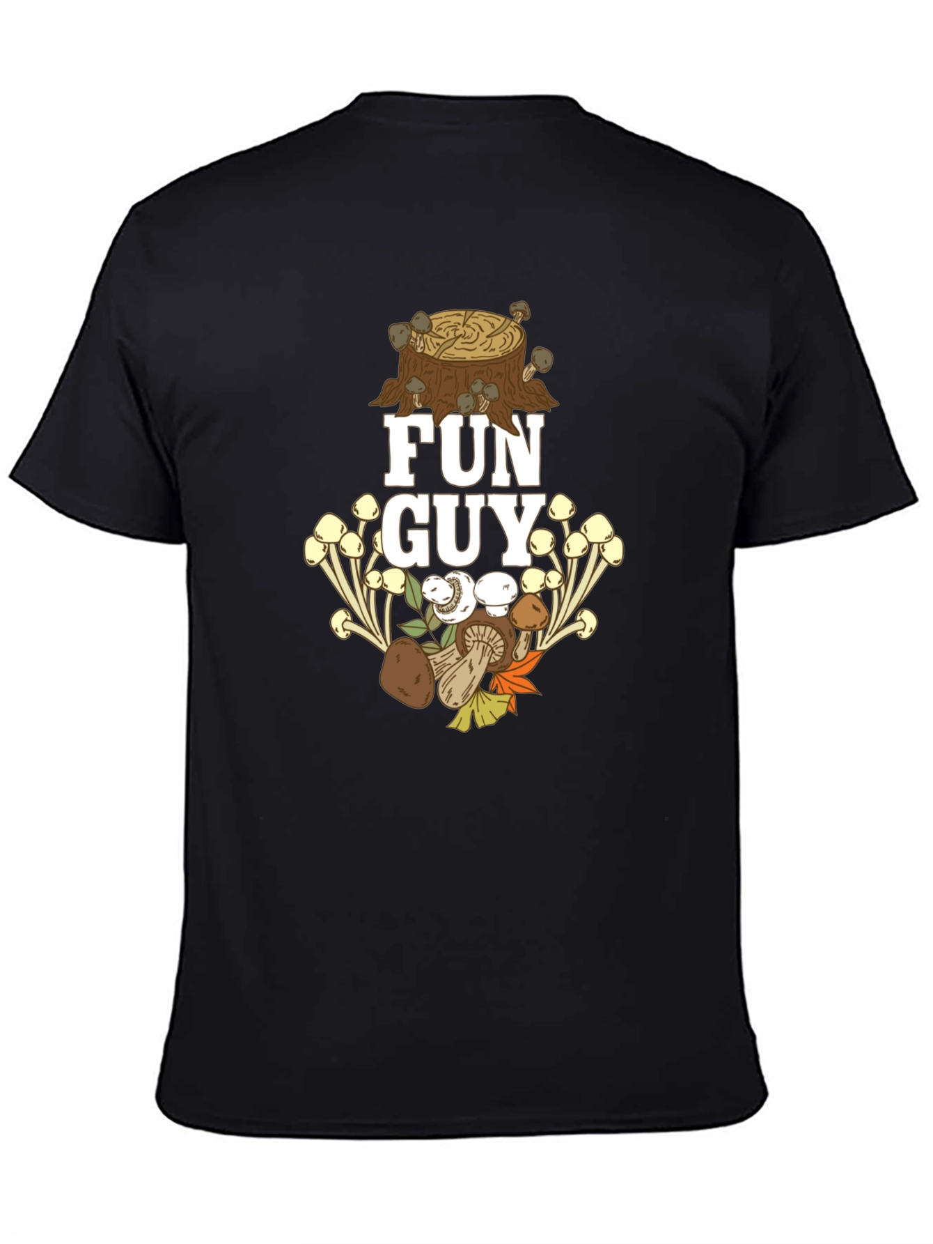 Black Fun Guy T-Shirt - Mushroom Lover Apparel view 4