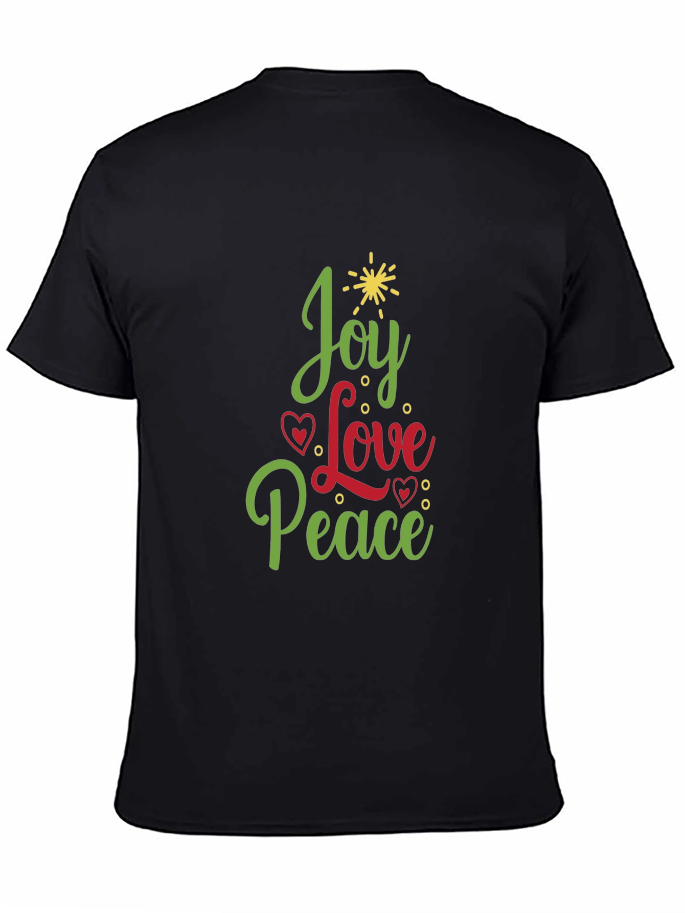 Black Joy Love Peace Christmas Tree Holiday Graphic Tee view 4