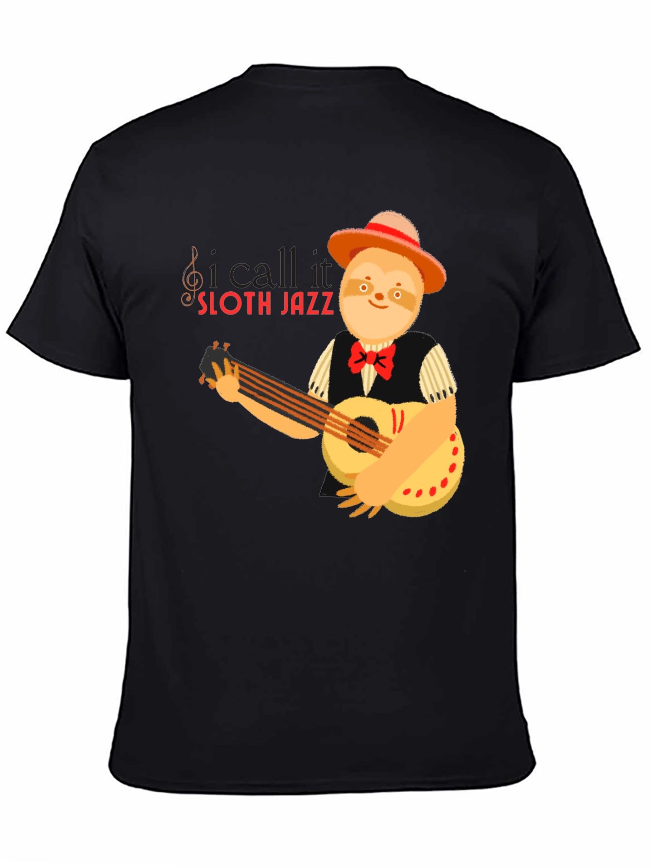 Black Sloth Jazz Graphic T-Shirt - Musical Animal Tee view 4