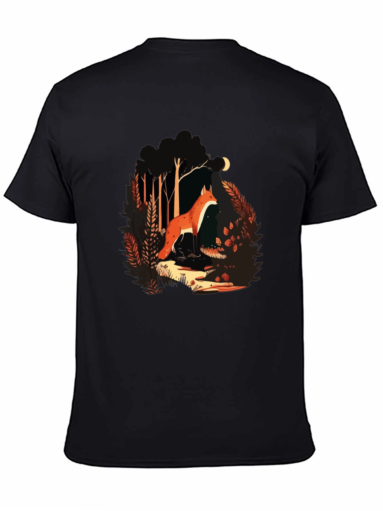 Black Fox in Forest Graphic T-Shirt - Nature Lover Tee view 4