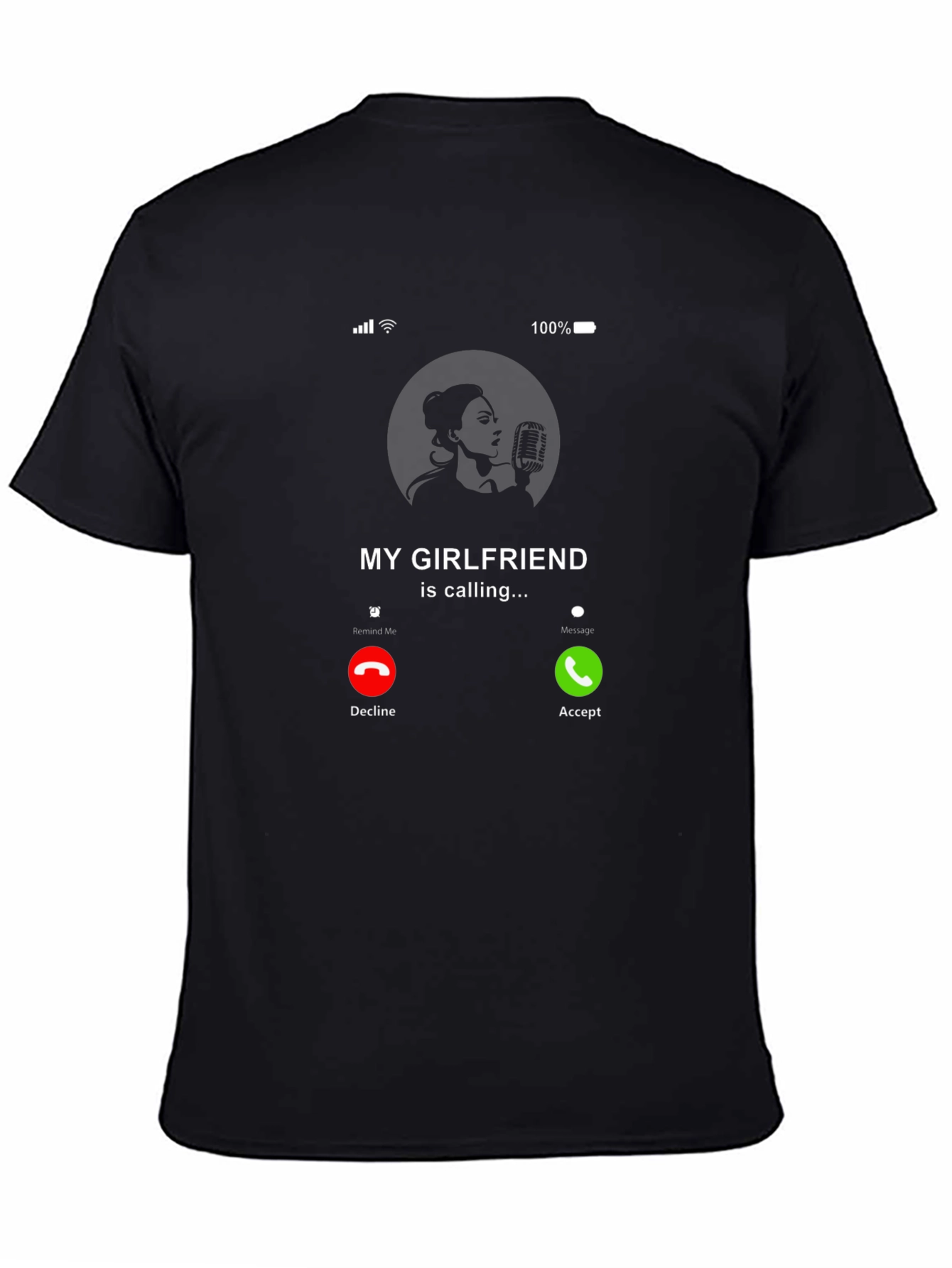 Black My Girlfriend is Calling Graphic T-Shirt view 4