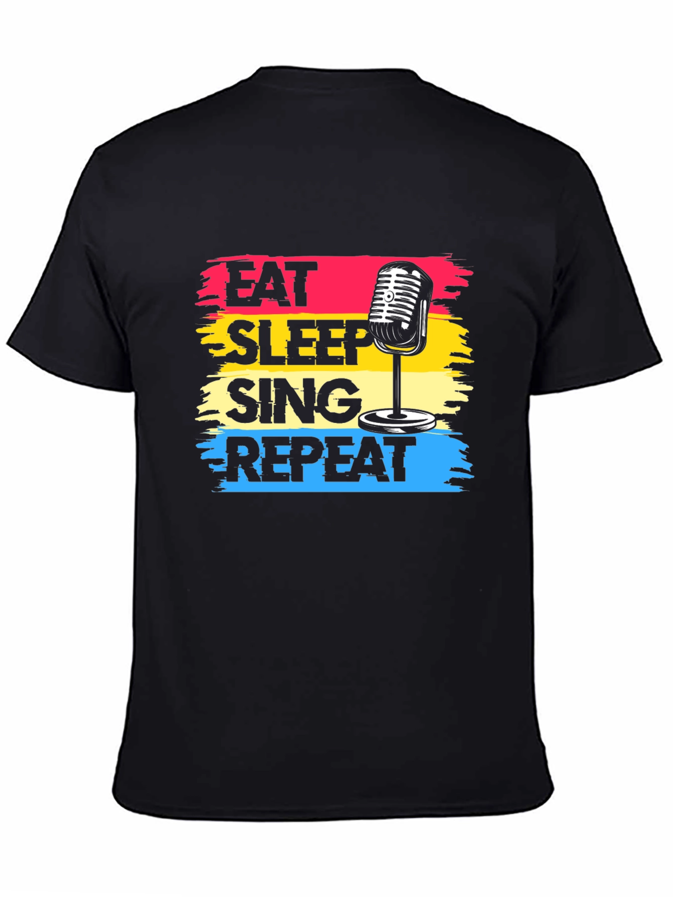 Black Eat Sleep Sing Repeat Black Graphic Tee view 4