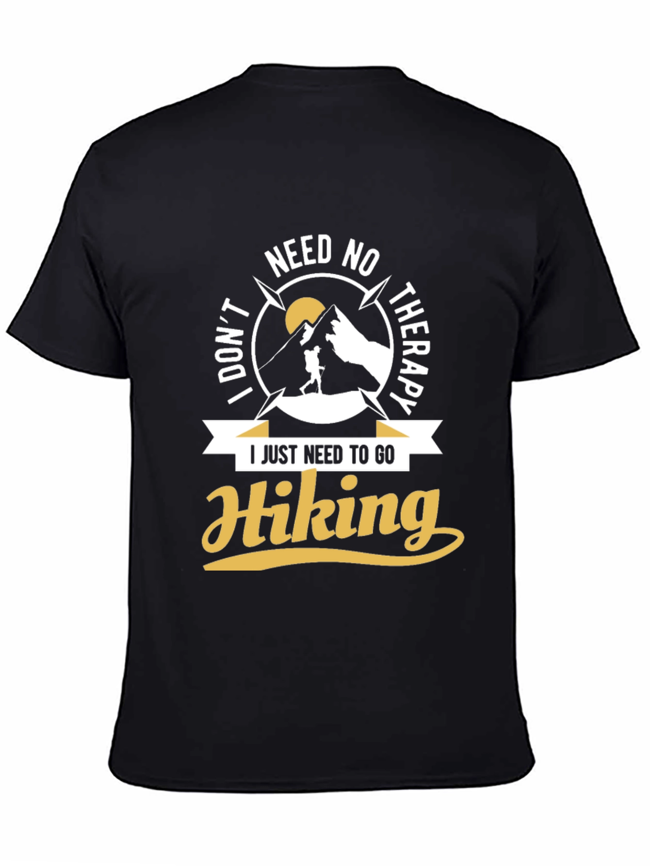 Black Hiking Therapy T-Shirt view 4