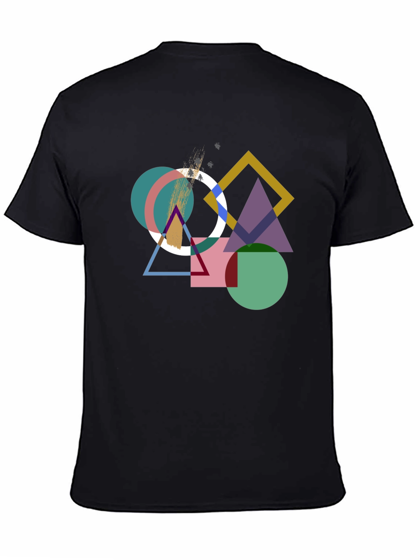 Black Geometric Design Black T-Shirt view 4