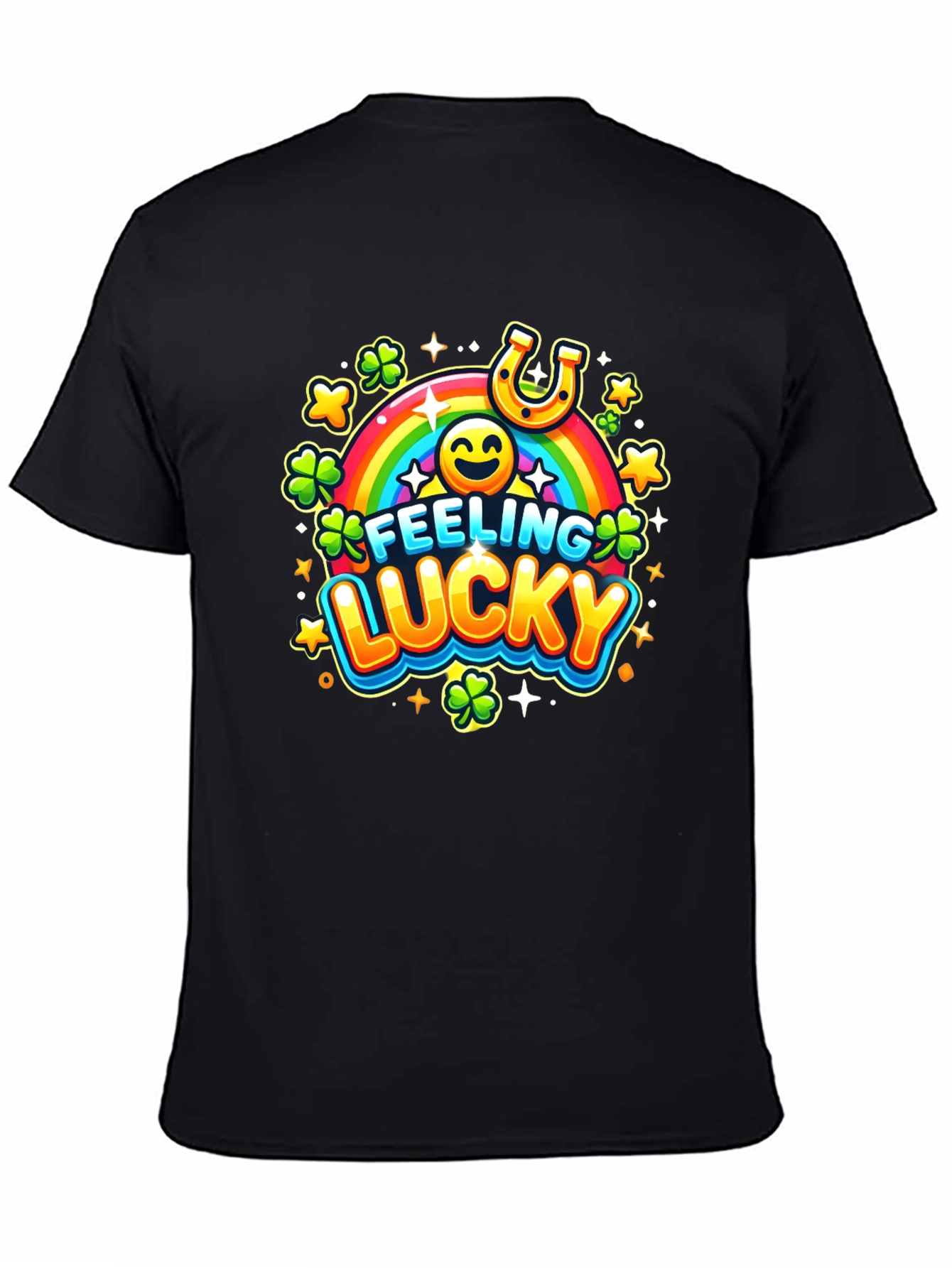 Black Feeling Lucky St. Patrick's Day Black T-Shirt view 4