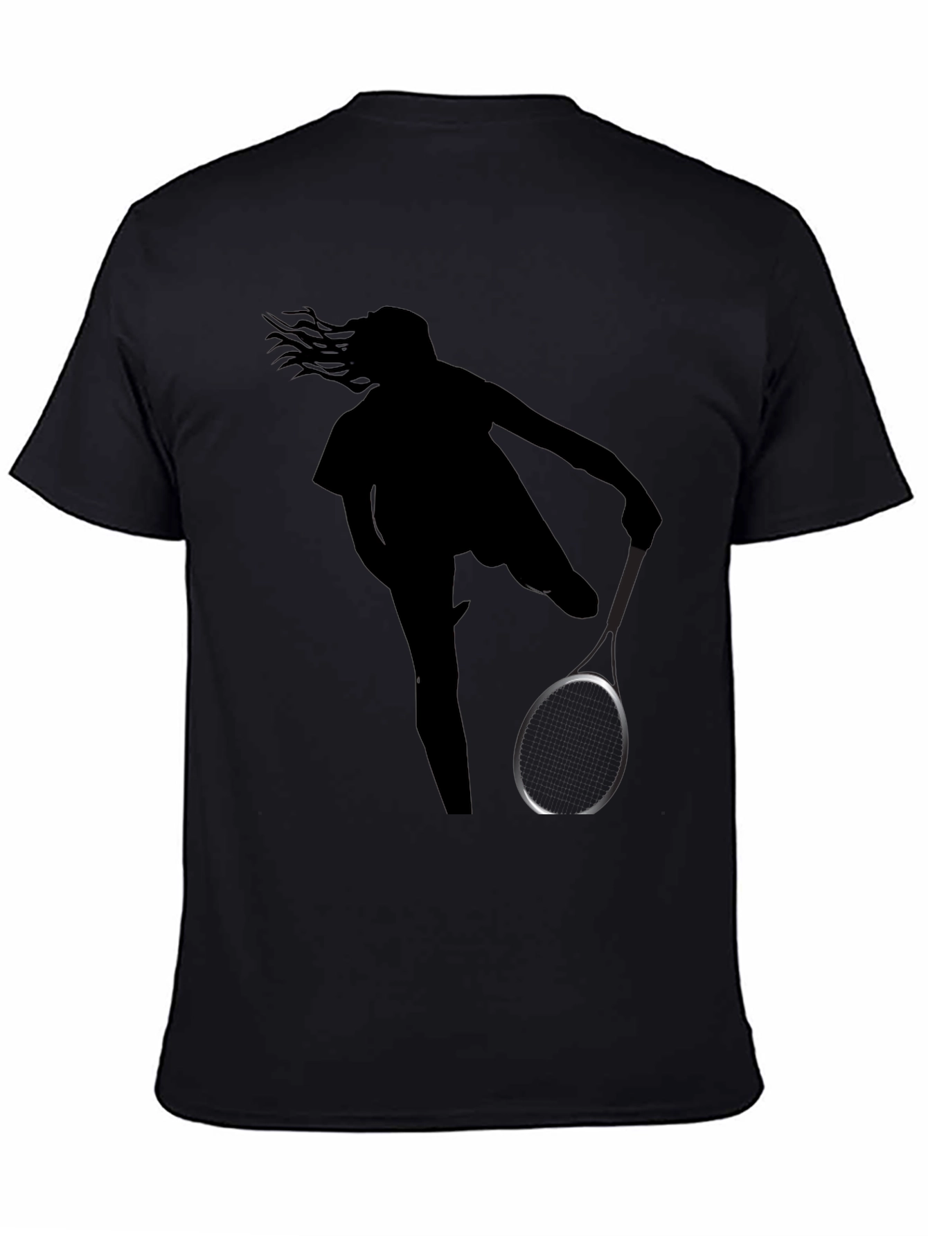 Black Tennis Player Silhouette Black Graphic Tee view 4