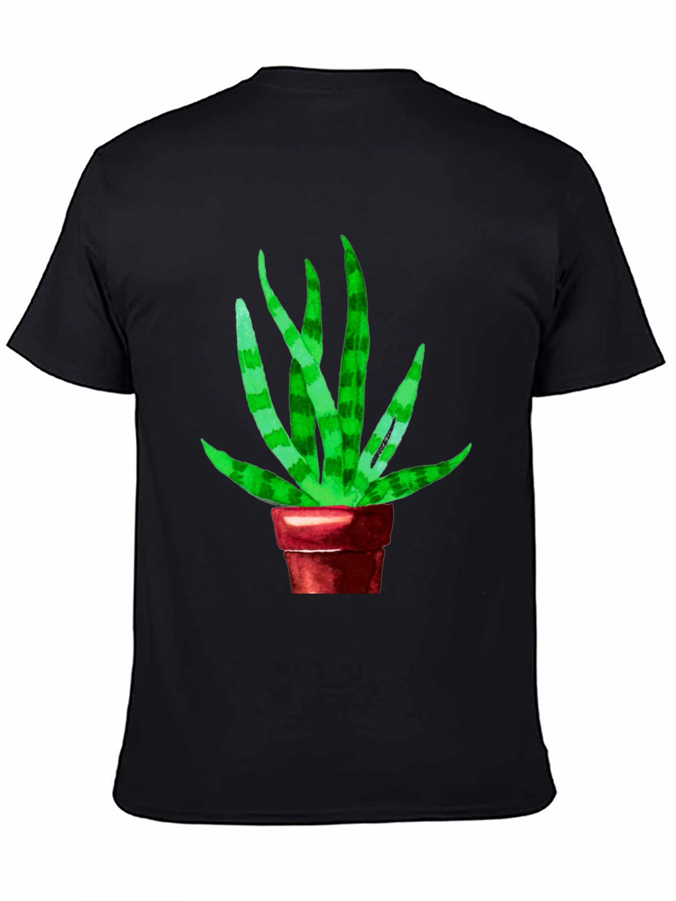 Black Unique Snake Plant Graphic Tee - Black Cotton Blend view 4