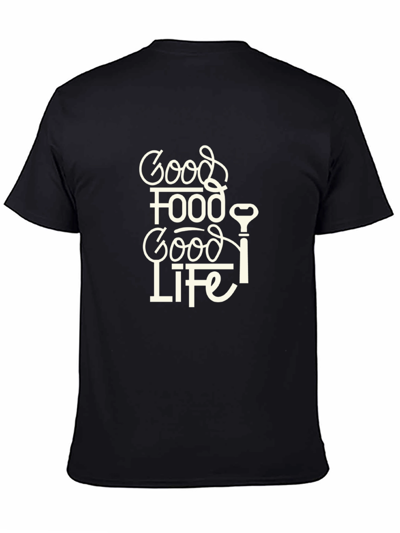 Black Good Food Good Life Graphic Tee - Casual Black T-Shirt view 4