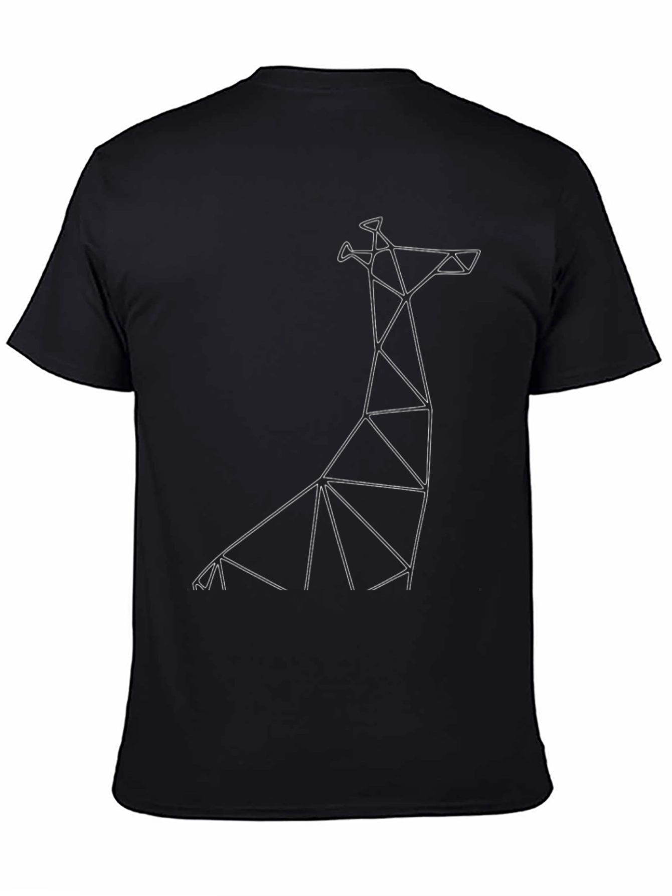 Black Geometric Giraffe Black T-Shirt - Modern Minimalist Design view 4
