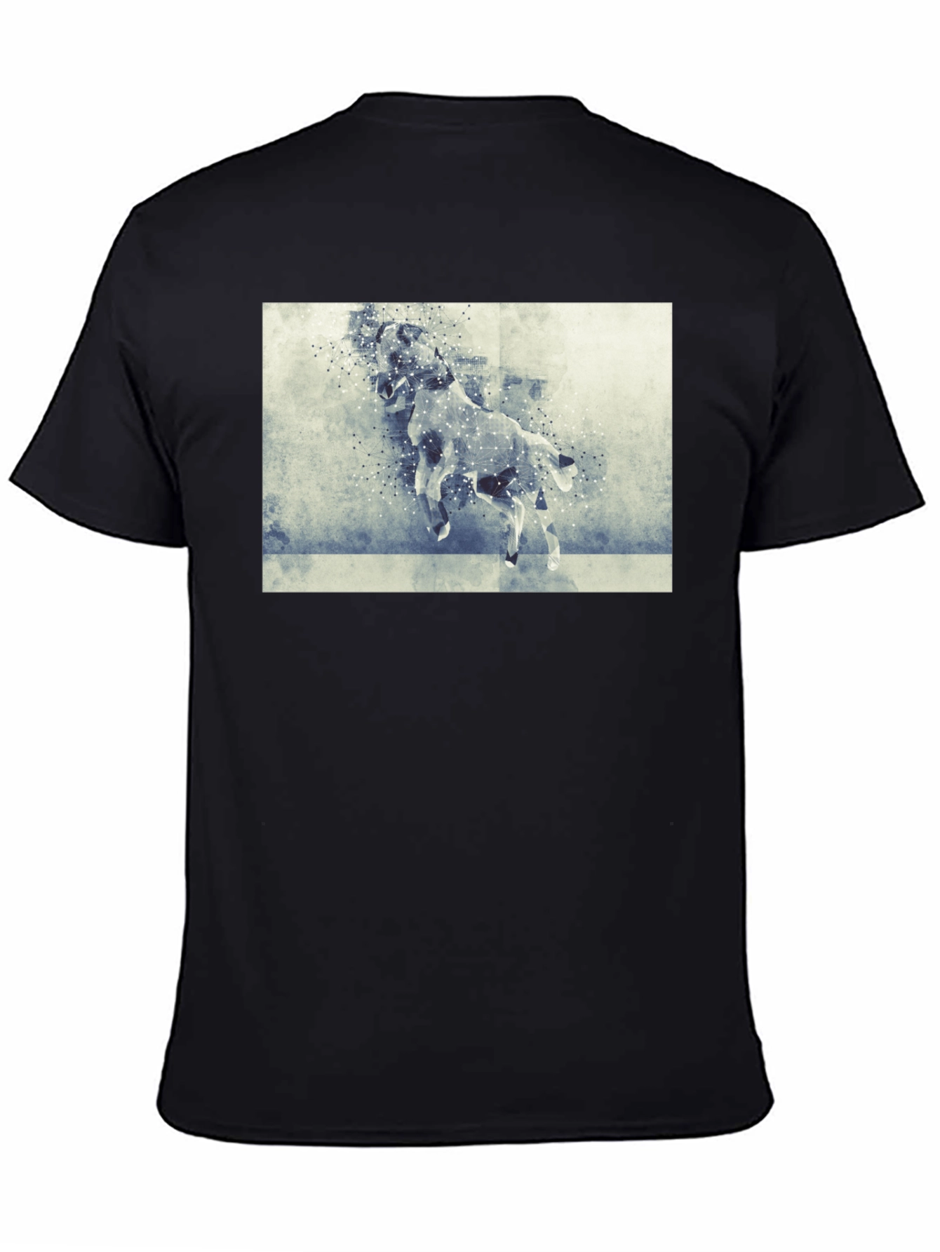Black Abstract Horse Graphic Tee - Black Cotton Comfort view 4