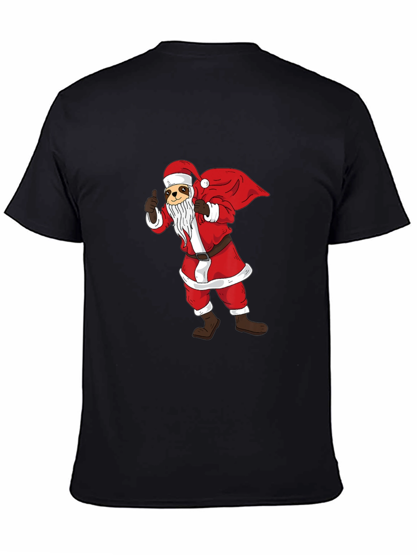 Black Santa Sloth Graphic T-Shirt - Holiday Cheer view 4
