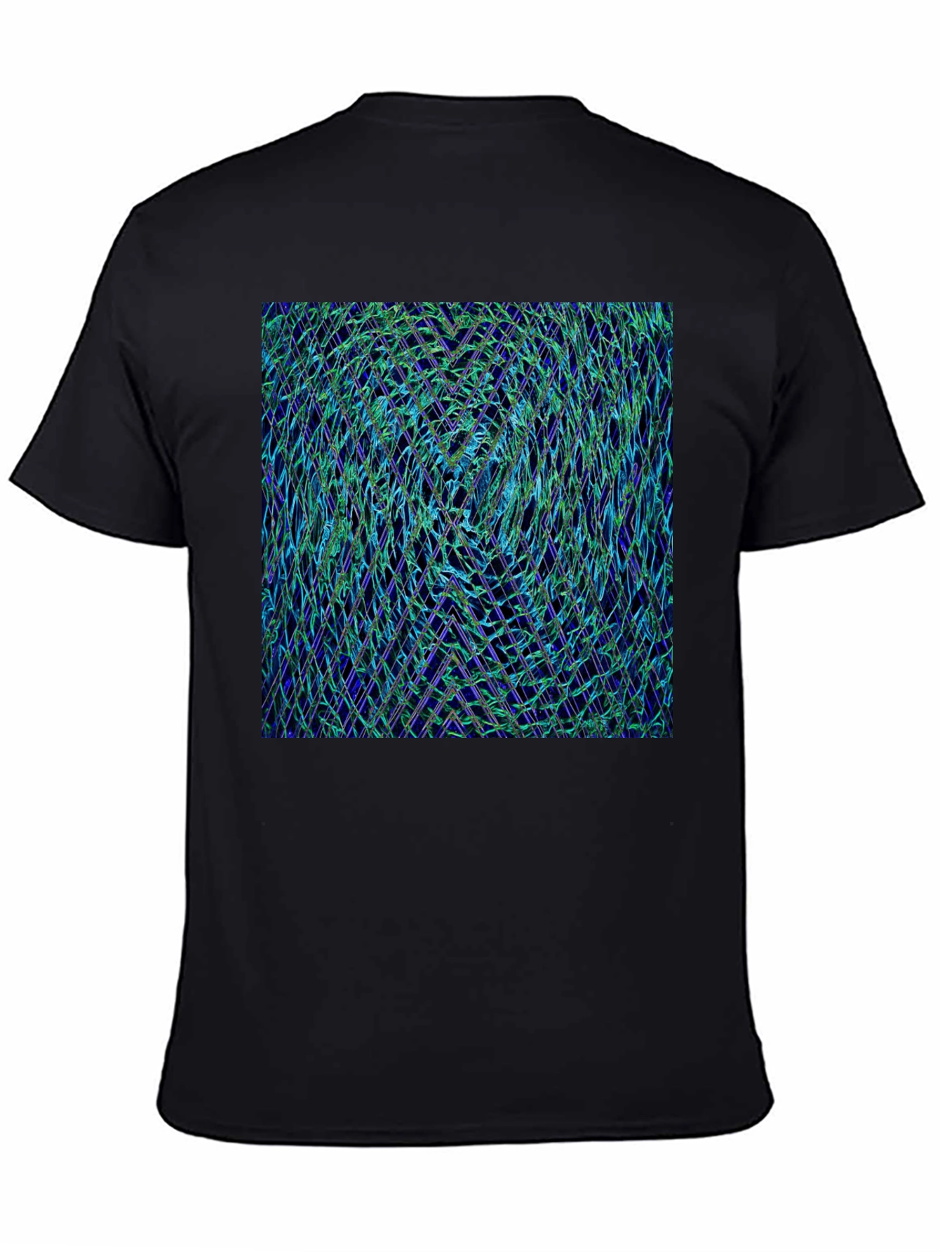 Black Abstract Woven Pattern Black T-Shirt view 4