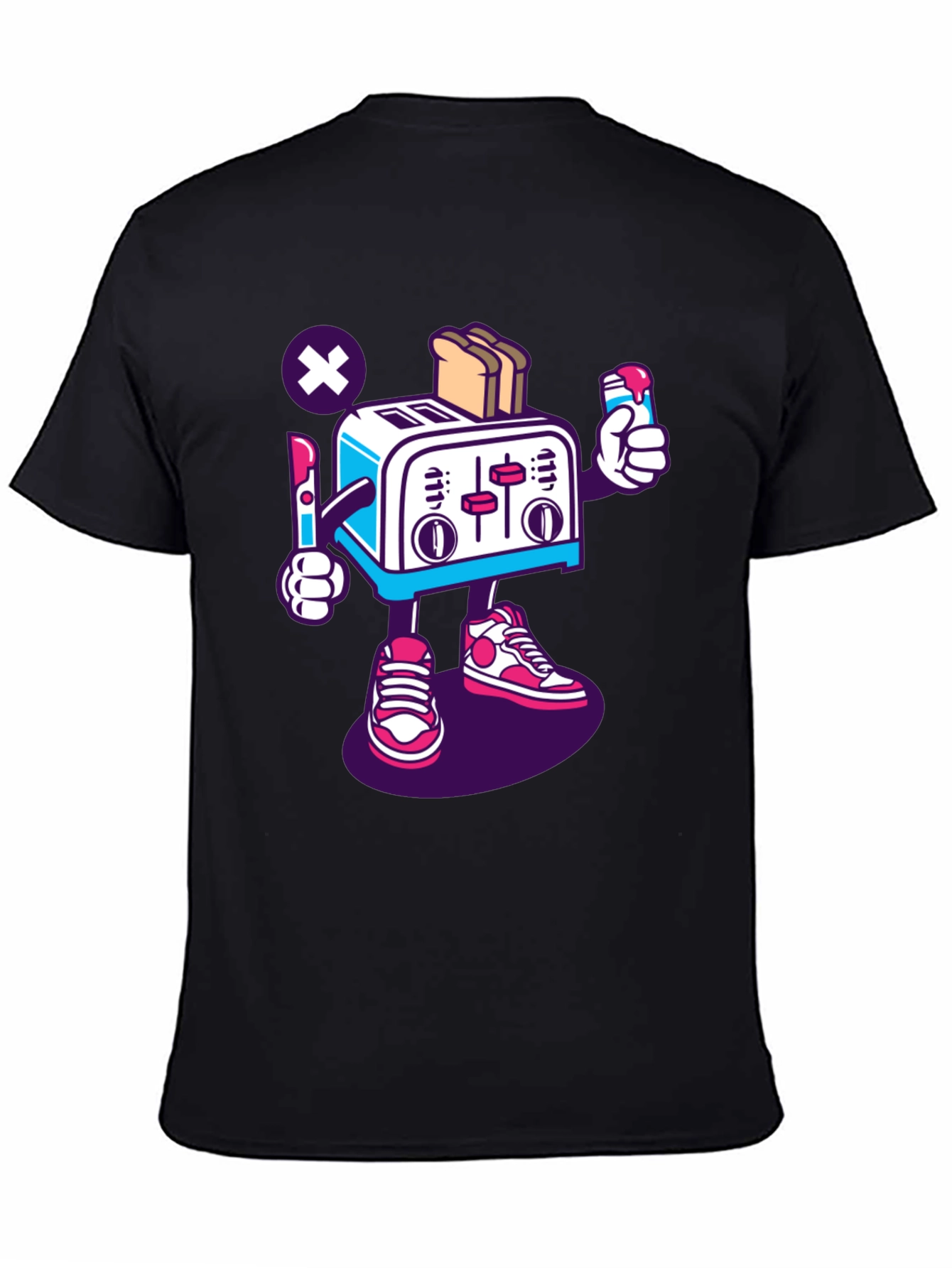 Black Toaster Character Black Graphic T-Shirt view 4