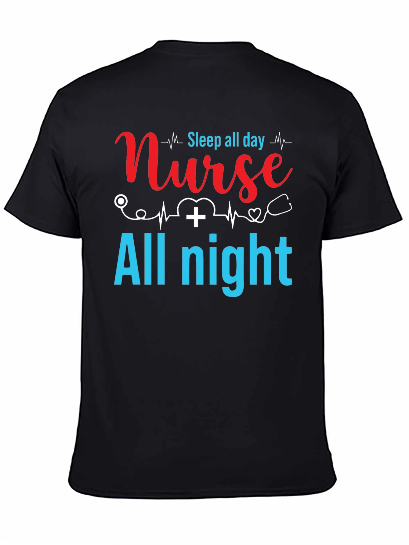 Black Nurse Sleep All Day T-Shirt view 4