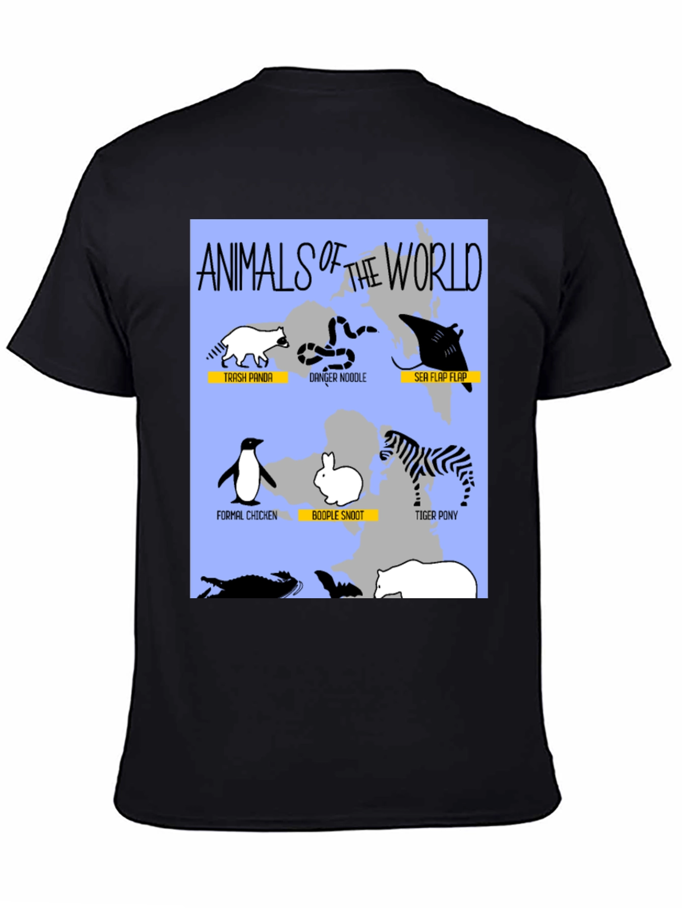 Black Animals of the World Graphic T-Shirt view 4