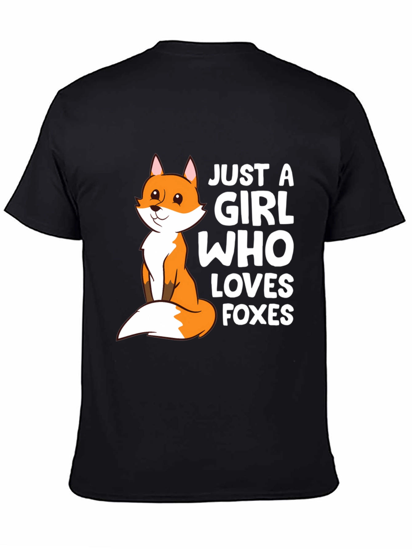 Black Just A Girl Who Loves Foxes T-Shirt Cute Fox Graphic Tee view 4