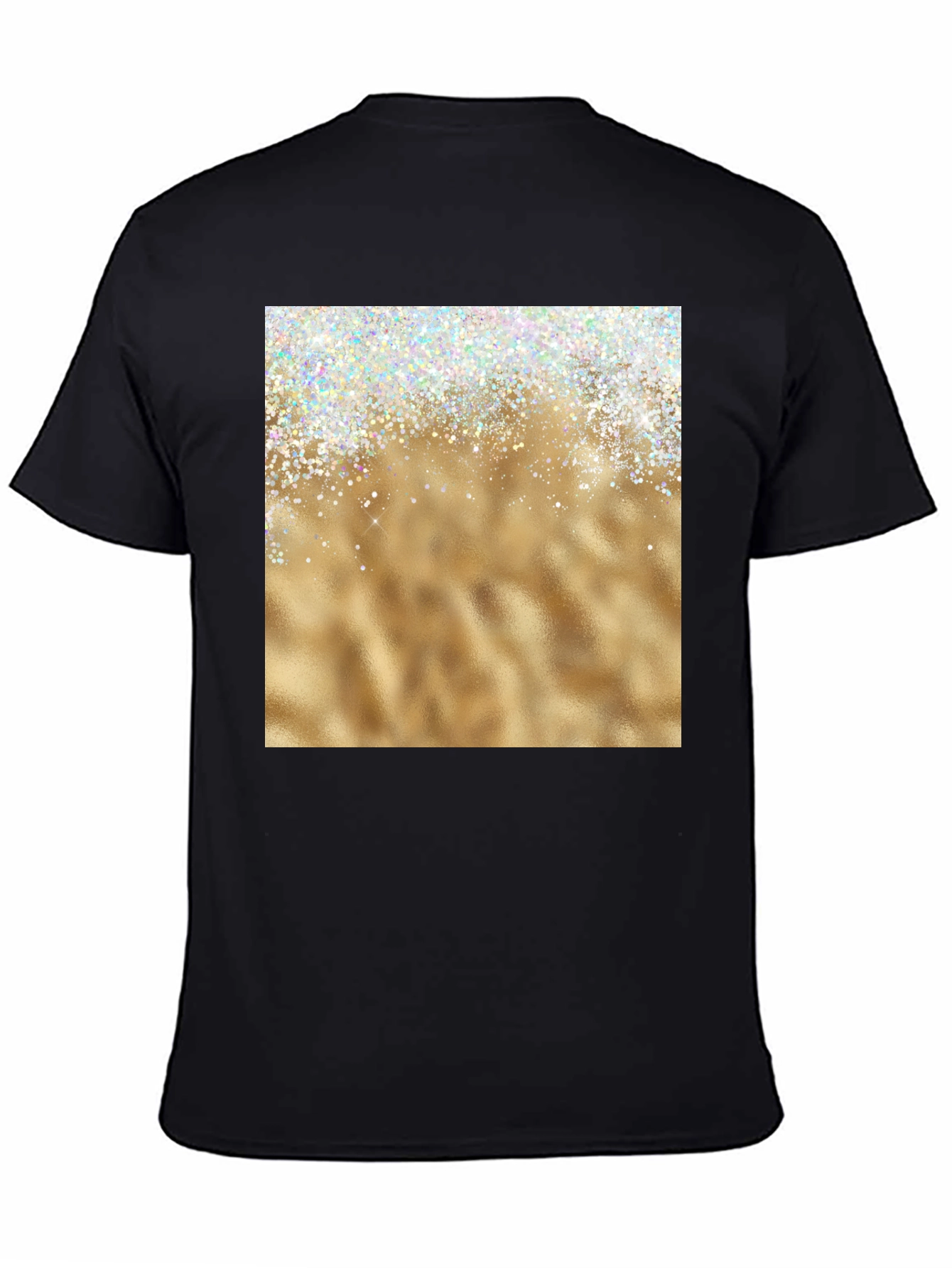 Black Sparkling Gold Graphic Tee view 4