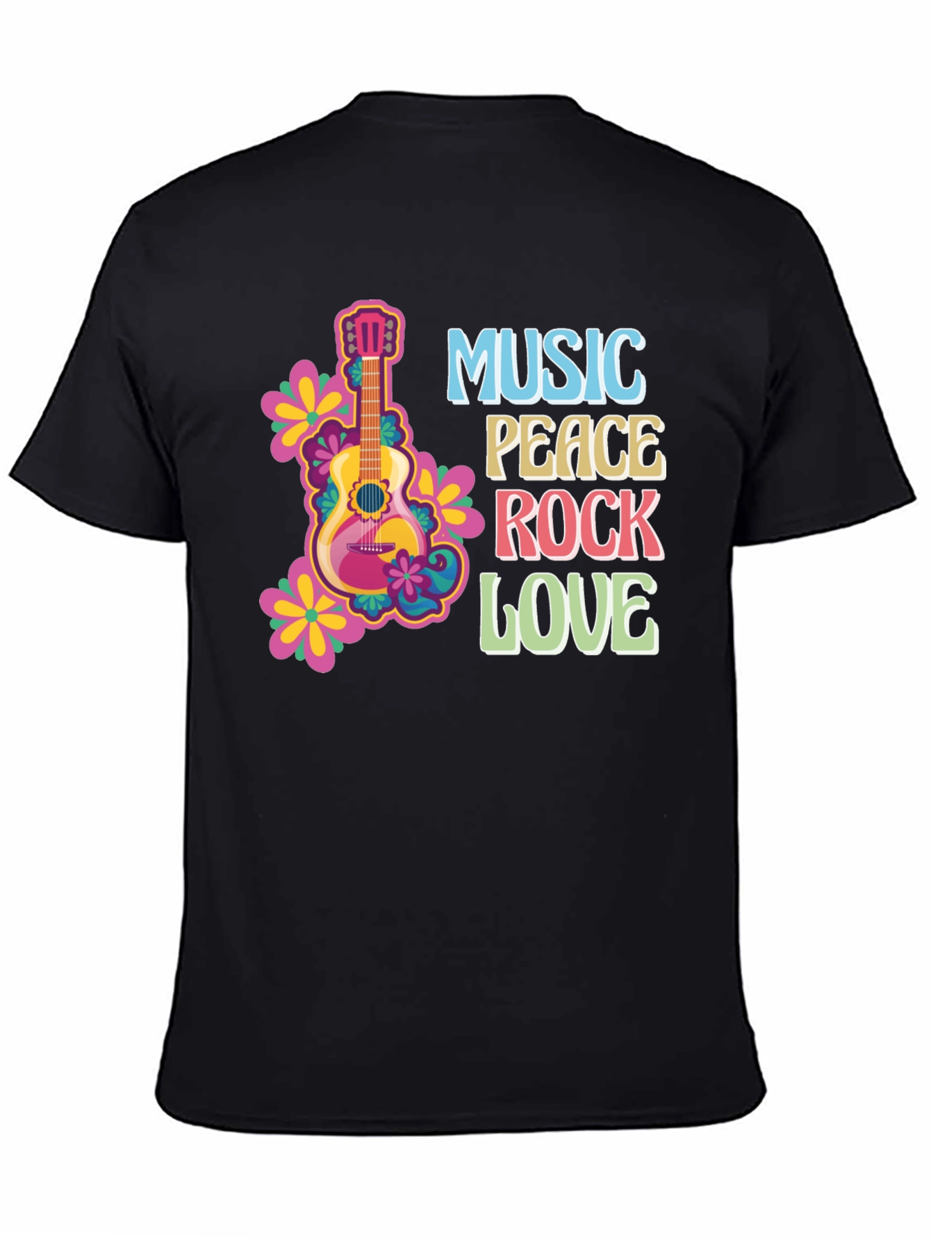 Black Music Peace Rock Love Graphic T-Shirt view 4