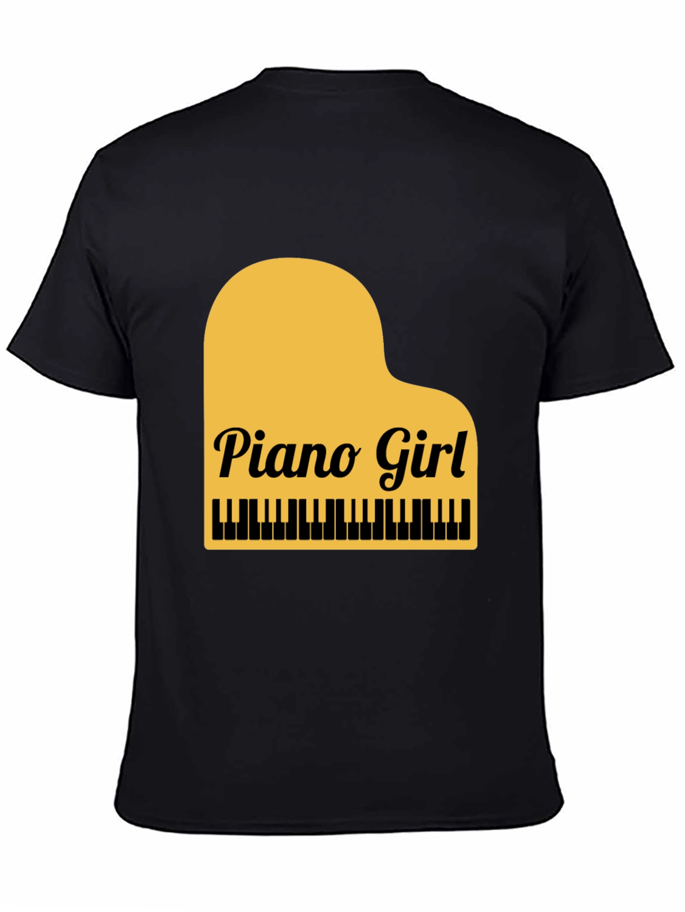 Black Piano Girl Graphic Tee - Black Cotton Blend view 4