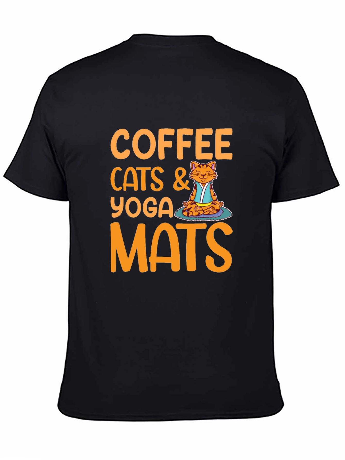 Black Coffee Cats Yoga Mats Graphic T-Shirt view 4