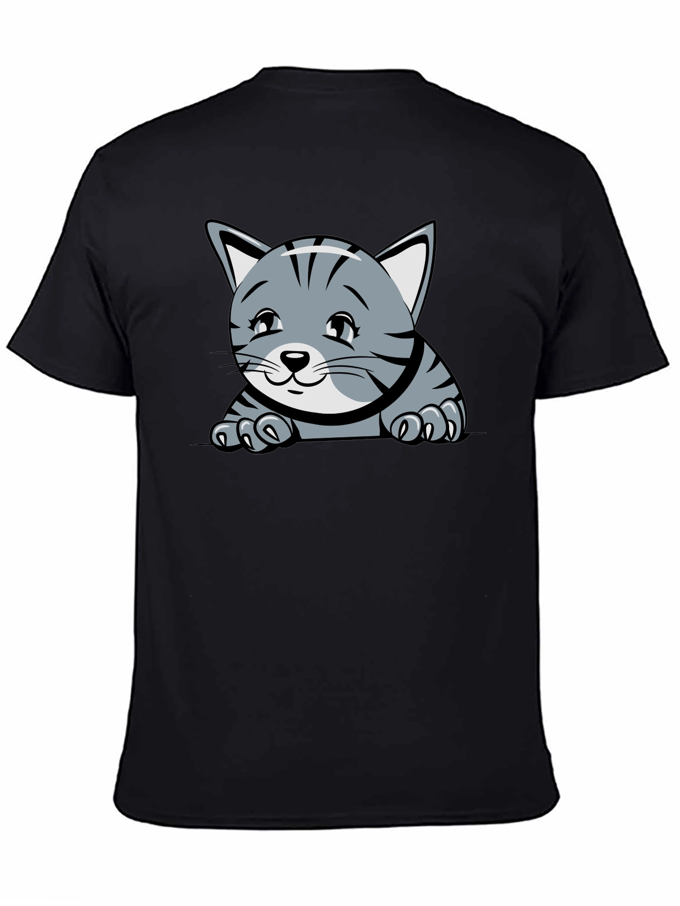 Black Cute Kitten Graphic T-Shirt view 4
