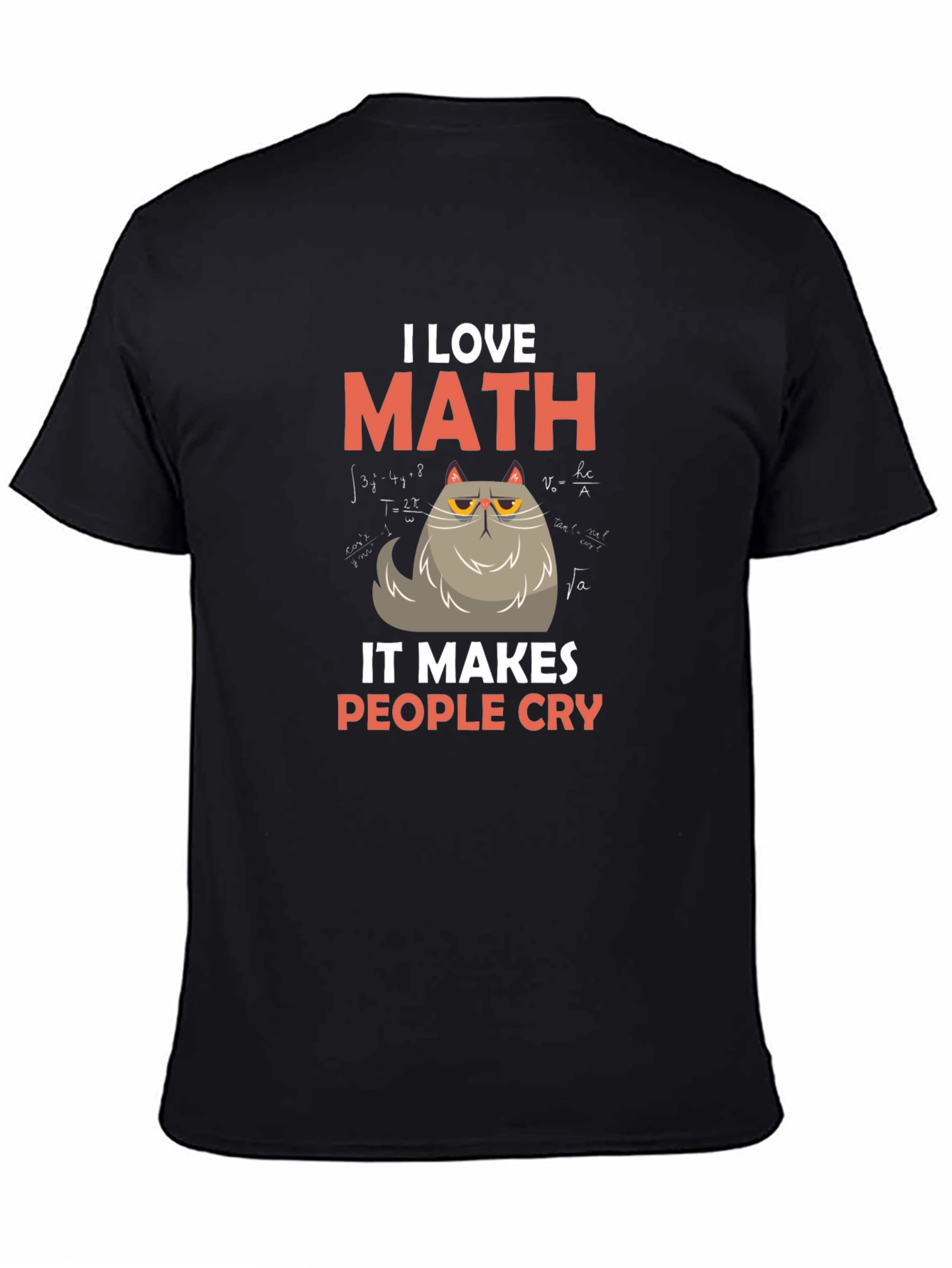 Black I Love Math Cat T-Shirt - Makes People Cry view 4