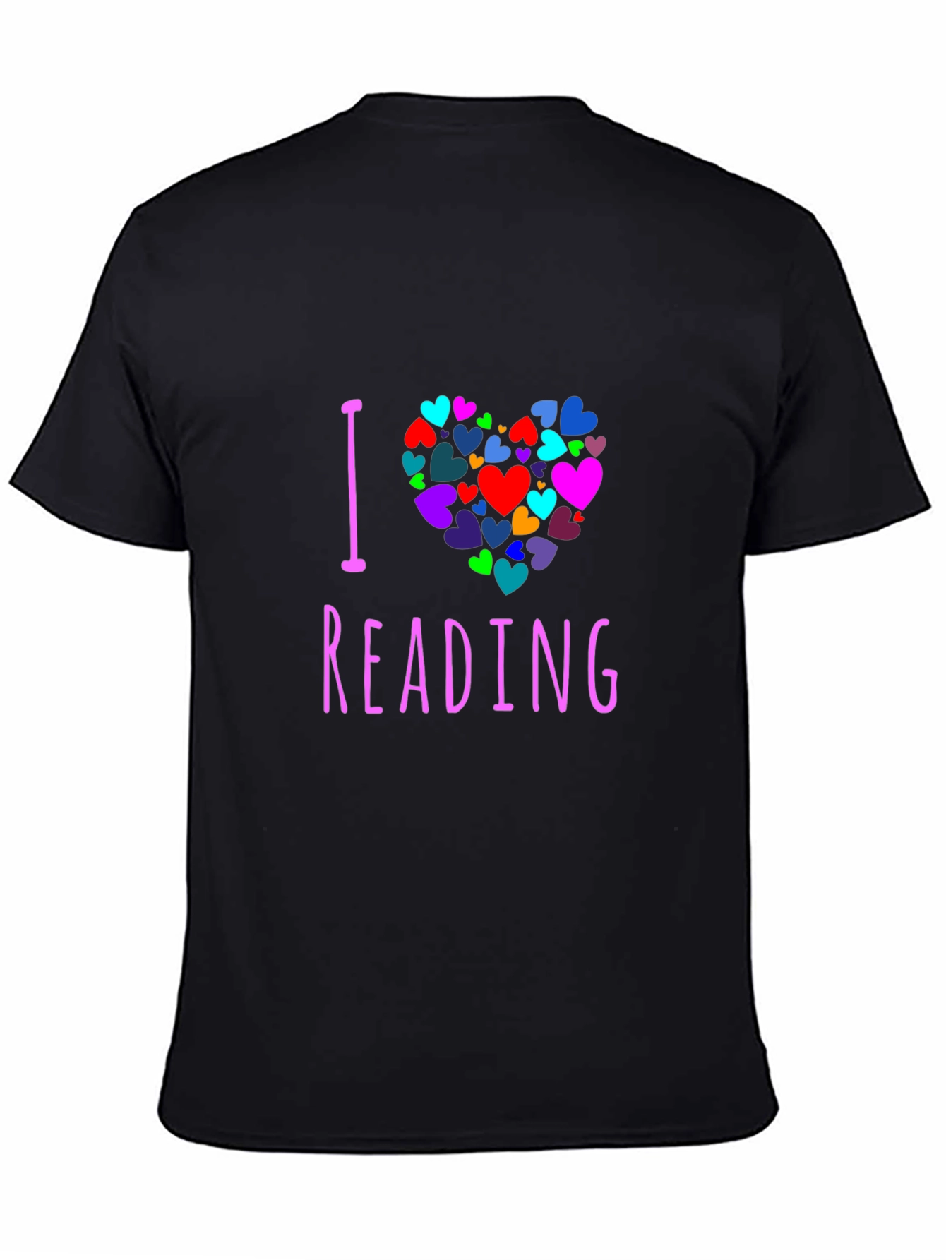 Black I Love Reading Heart Graphic Tee - Unisex view 4