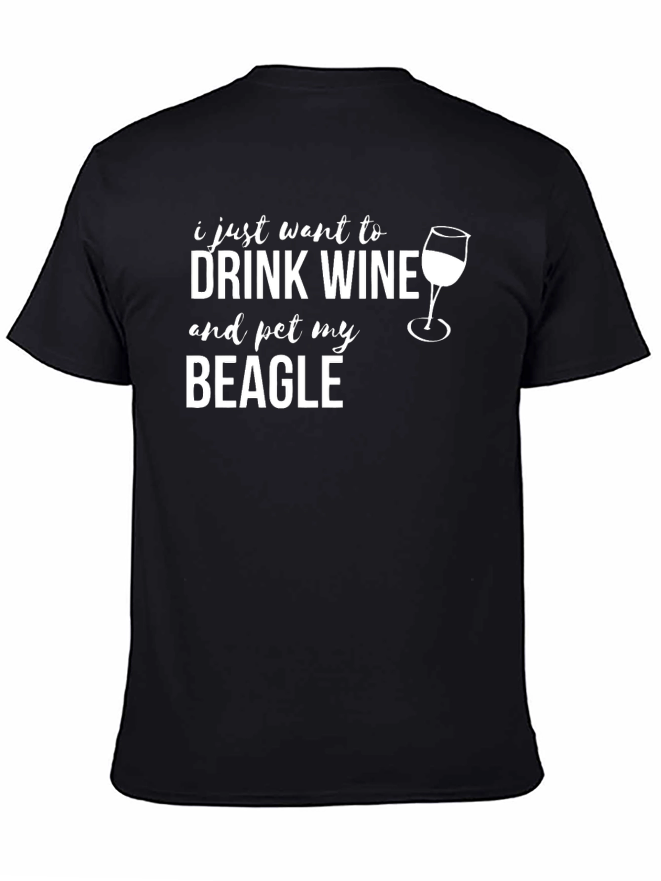 Black Drink Wine and Pet My Beagle Black T-Shirt view 4