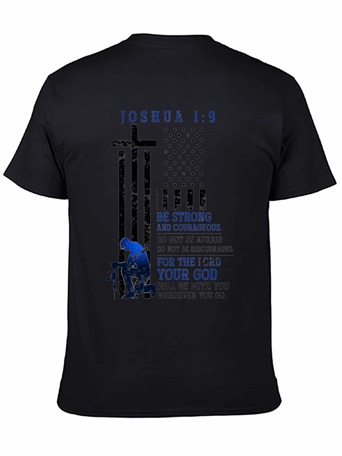 Black Joshua 1:9 Patriotic Graphic Tee view 4