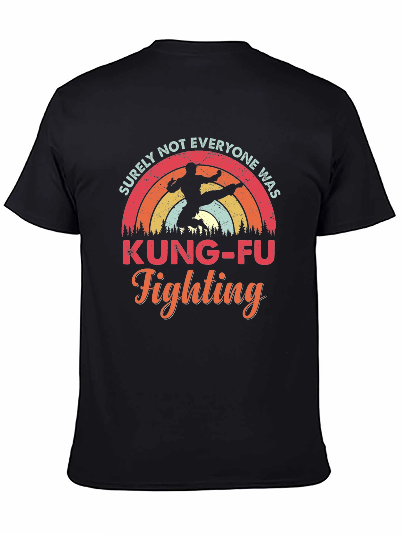 Black Kung-Fu Fighting Graphic T-Shirt - Retro Style view 4